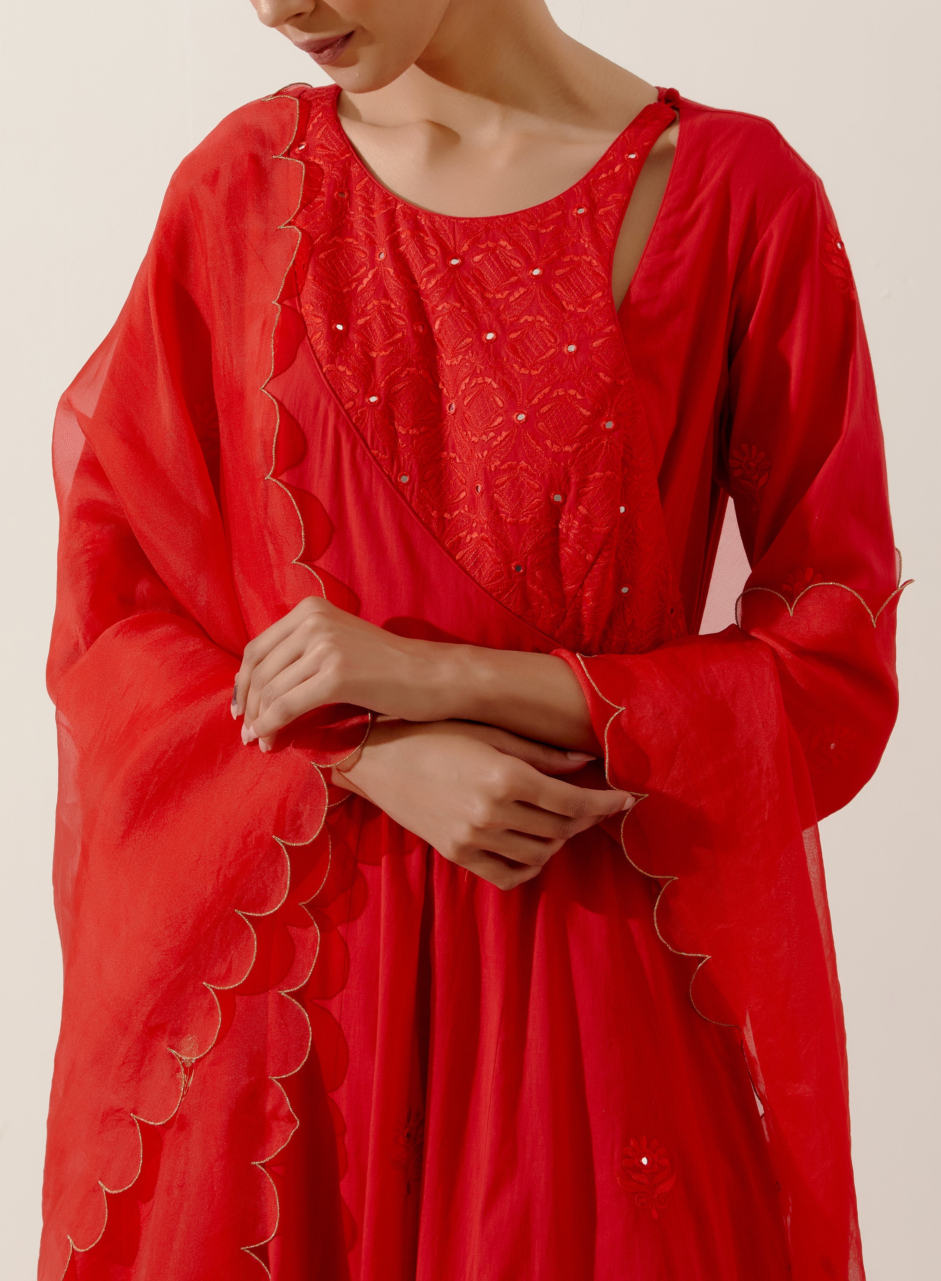 Label Earthen - Palash Red Kurta Set
