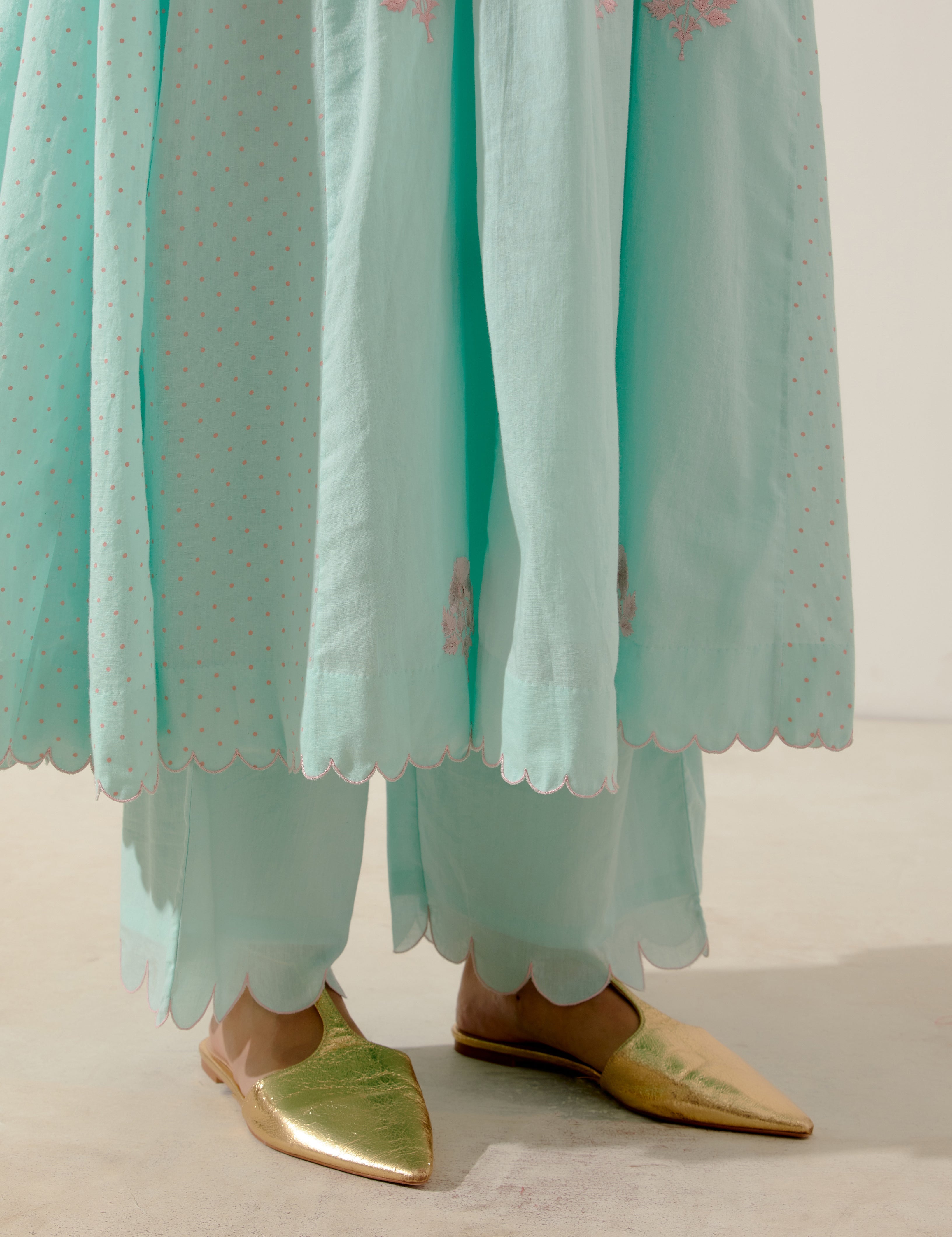 Label Earthen - Sadabahar Aqua Green Kurta Set