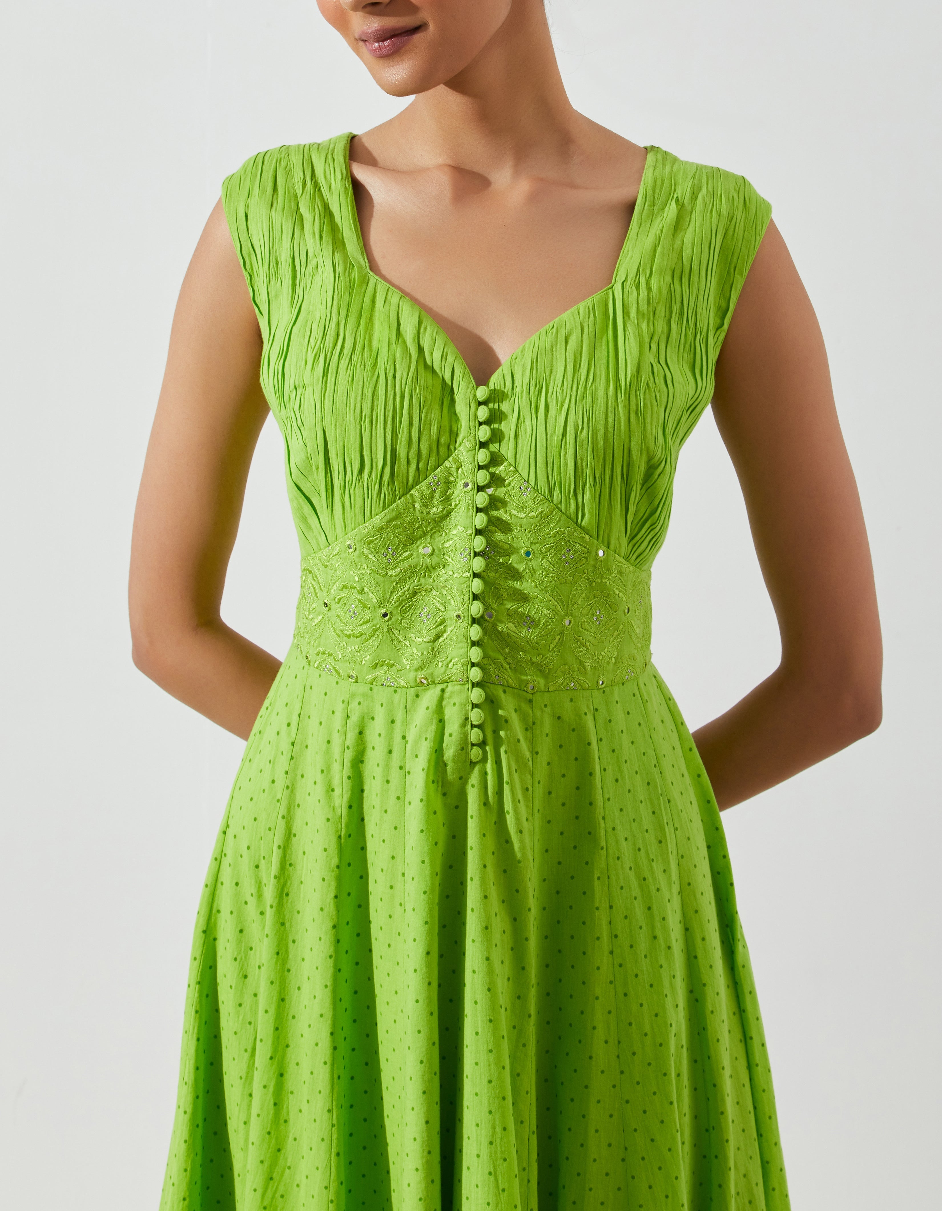 Label Earthen - Champa Kali Green Dress