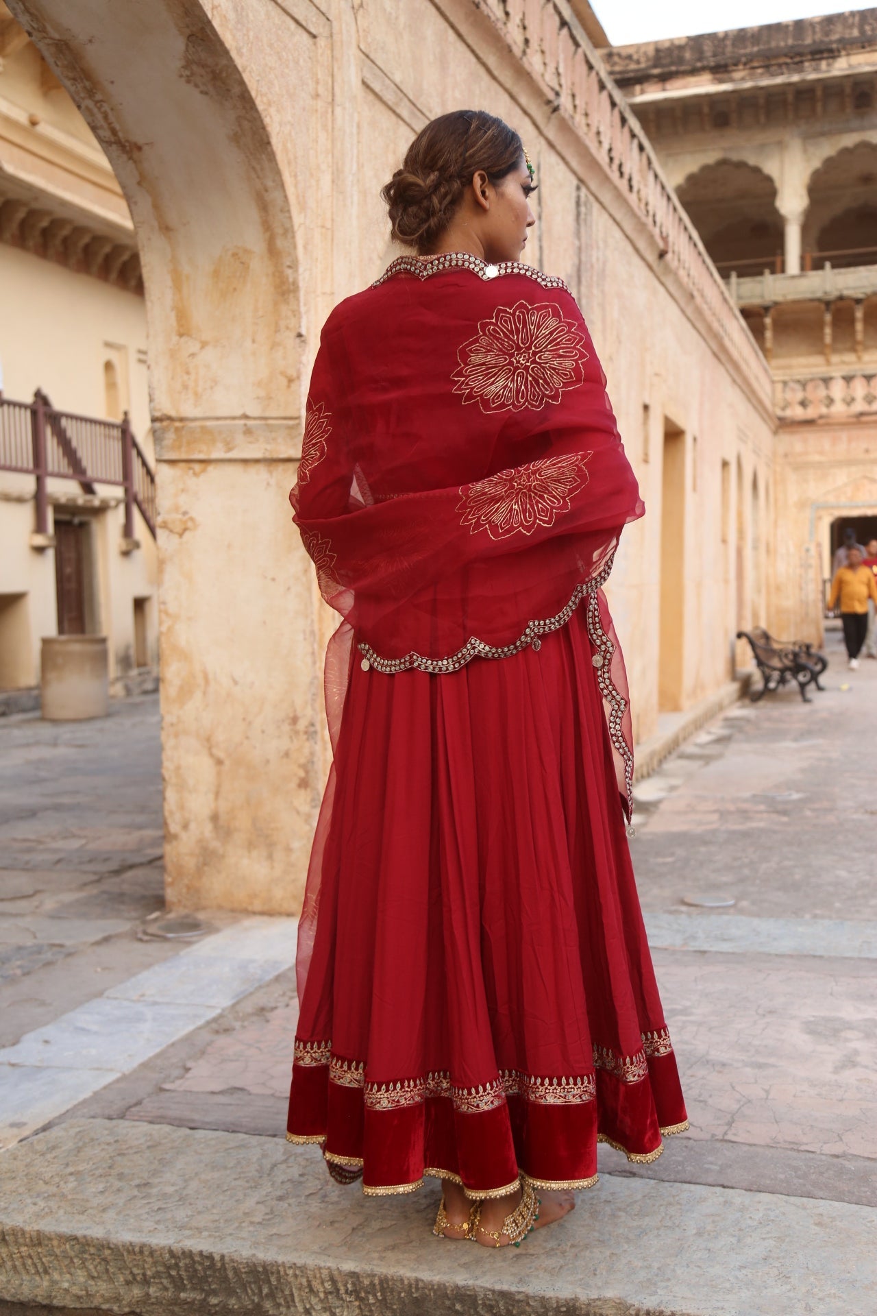 Soniya G - Crimson Red Embroidered Anarkali Set