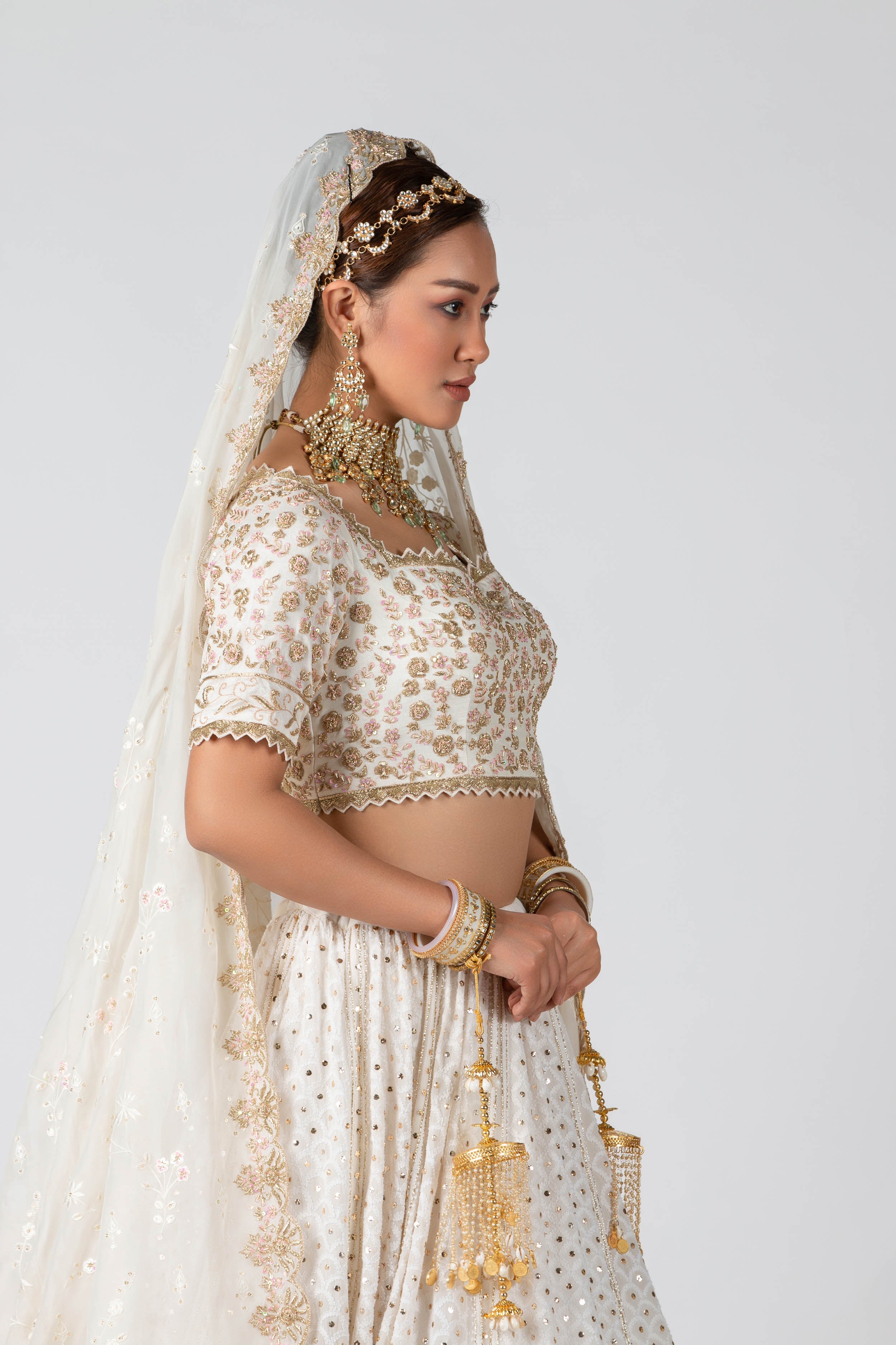 Suruchi Parakh - Off-White Hand Embroidered Bridal Lehenga Set