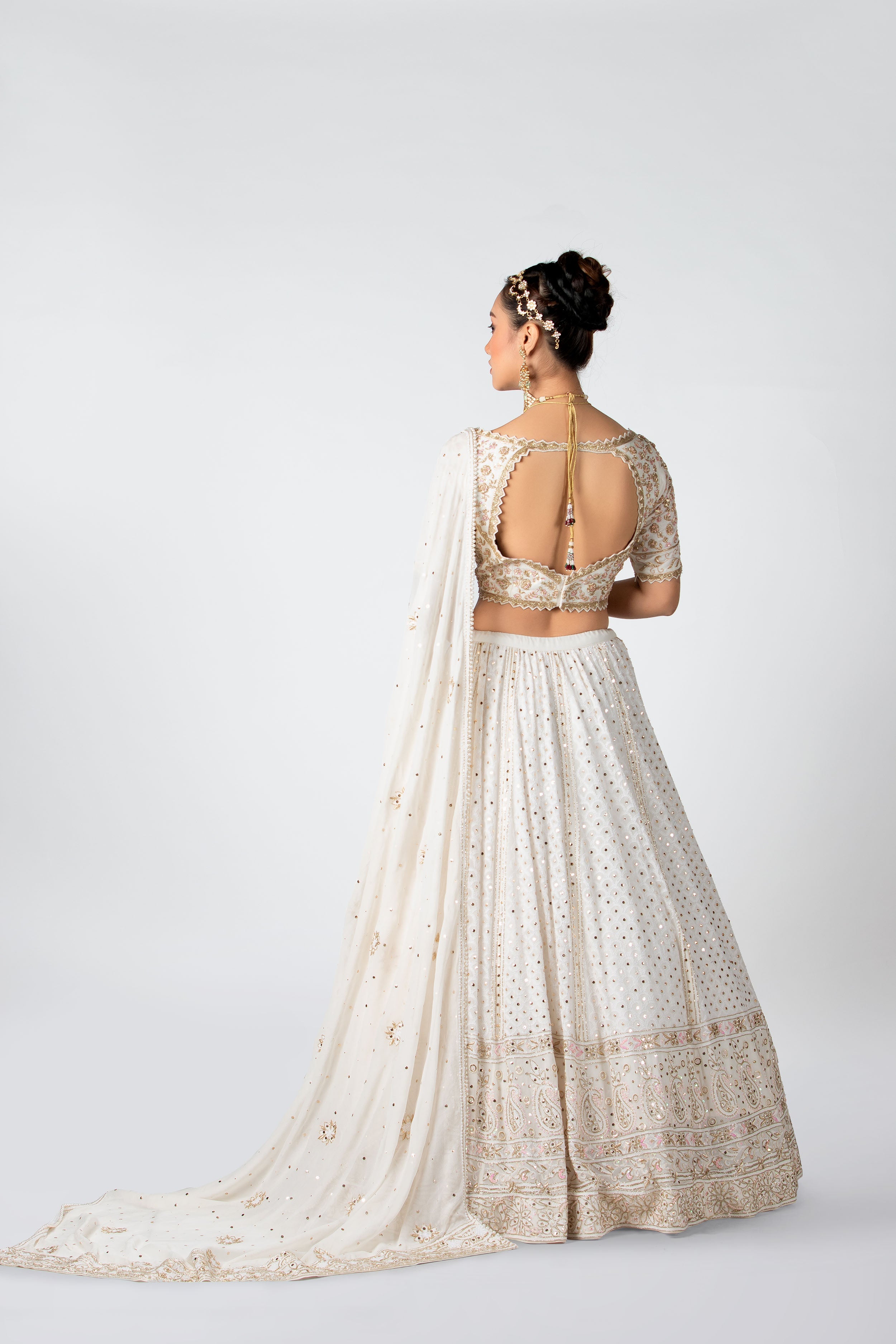 Suruchi Parakh - Off-White Hand Embroidered Bridal Lehenga Set