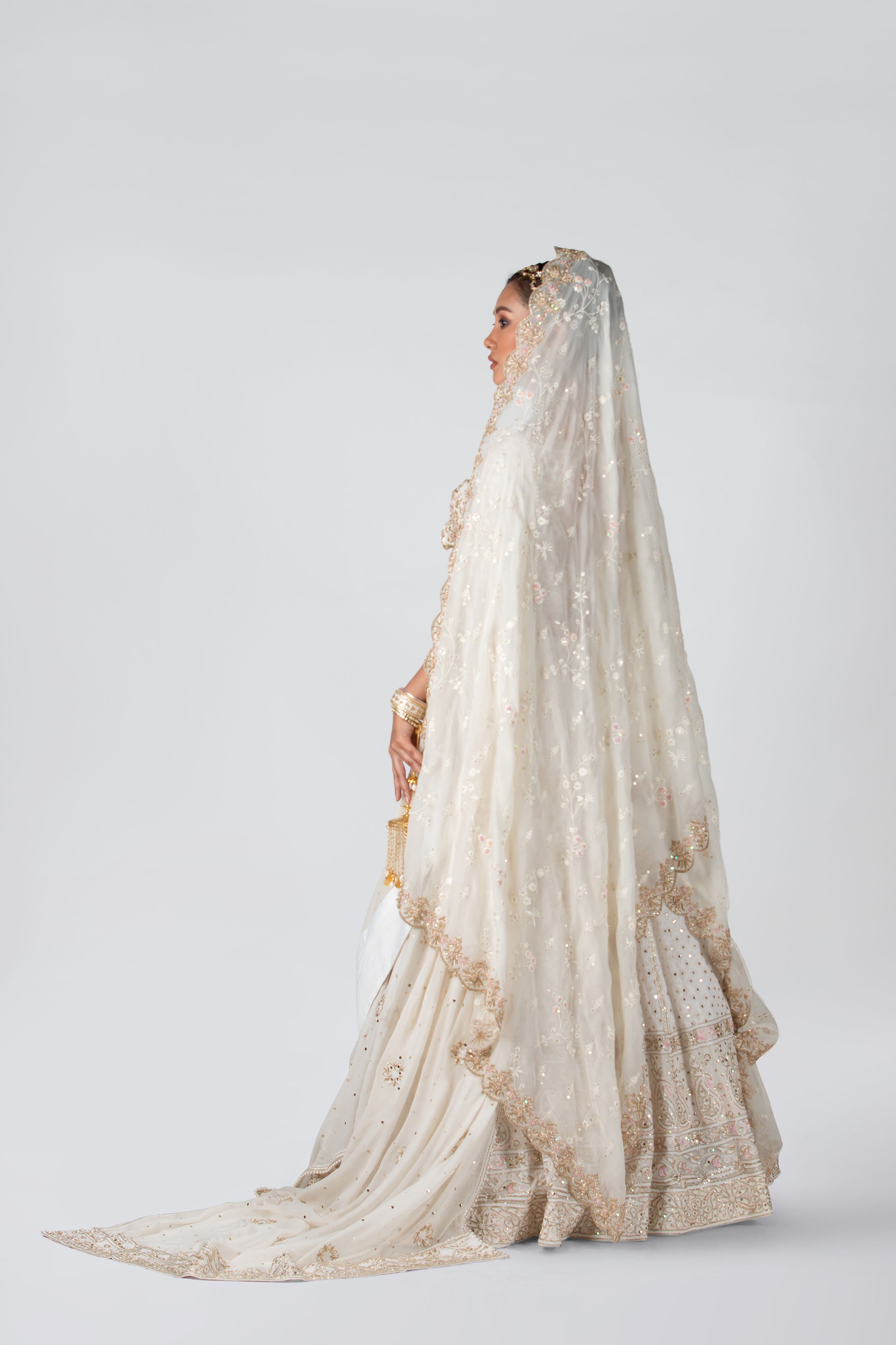 Suruchi Parakh - Off-White Hand Embroidered Bridal Lehenga Set