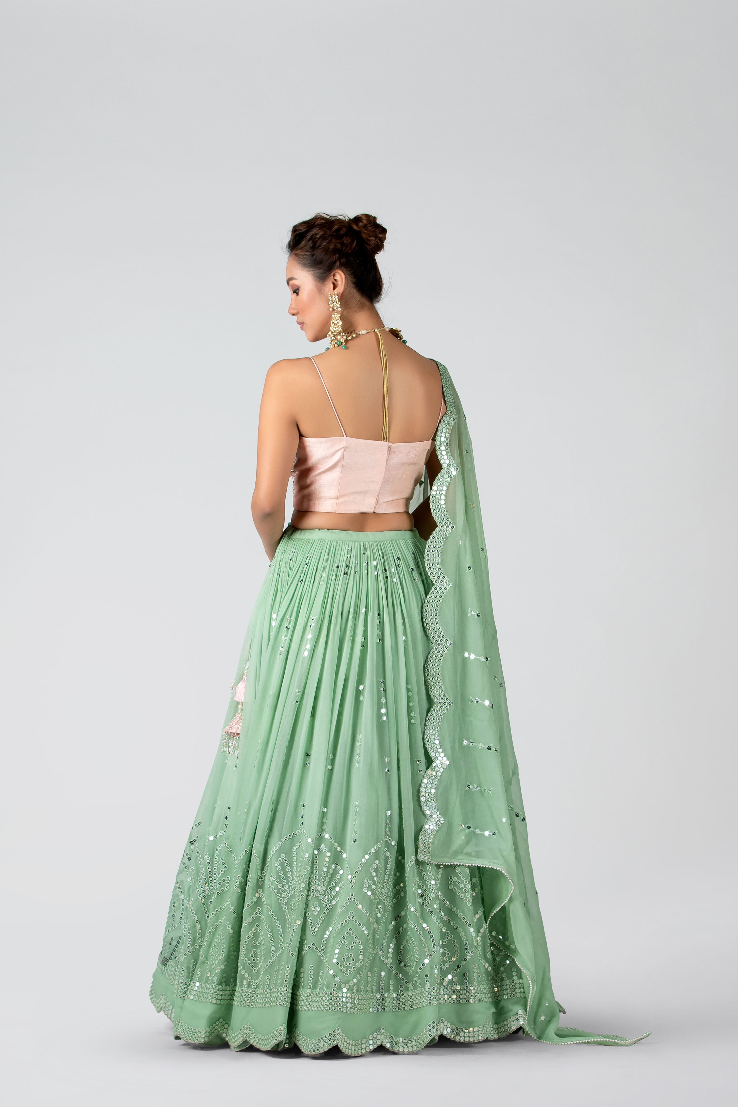 Suruchi Parakh - Leaf Green Embroidered Skirt Set