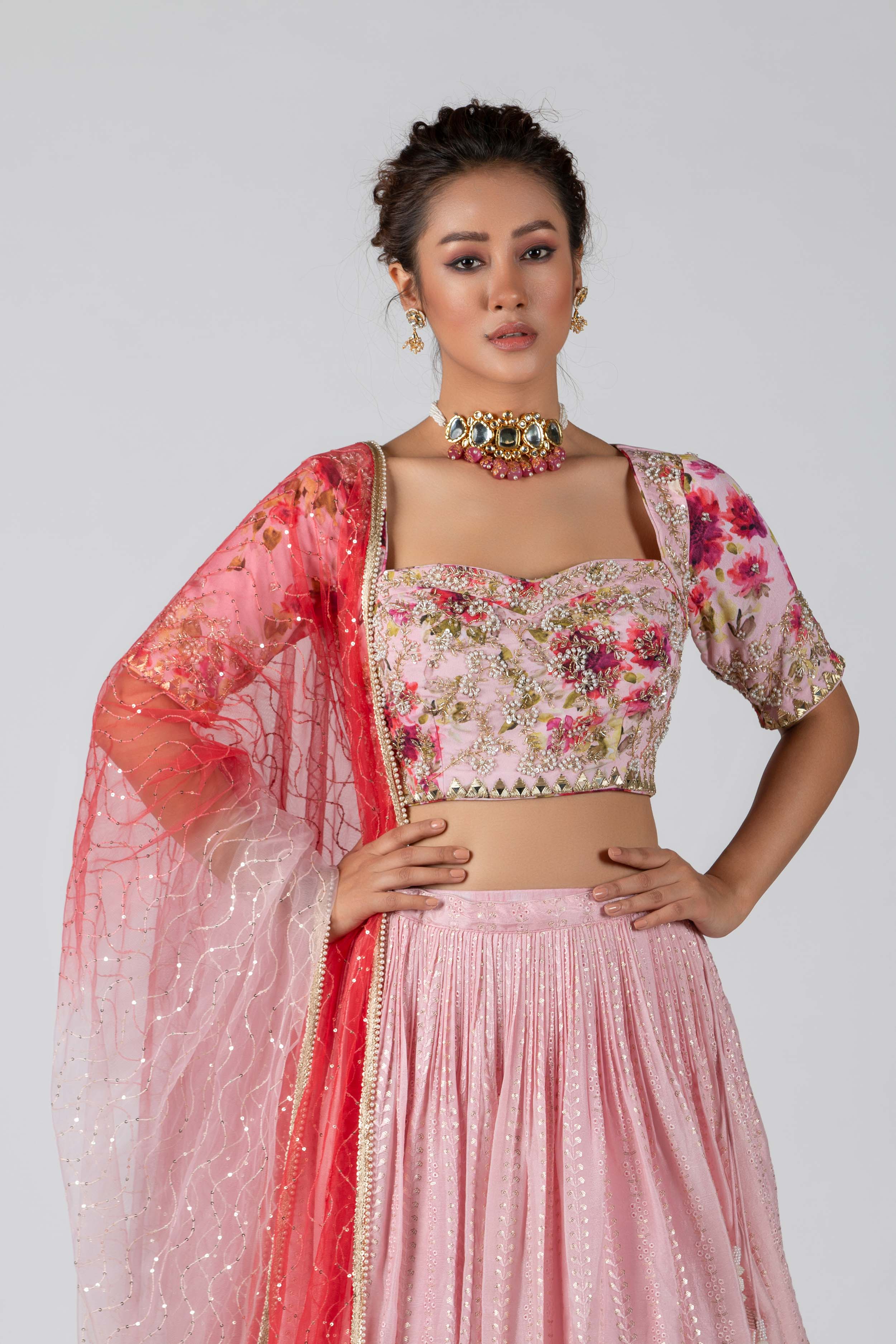 Suruchi Parakh - Blush Pink Embroidered Skirt Set