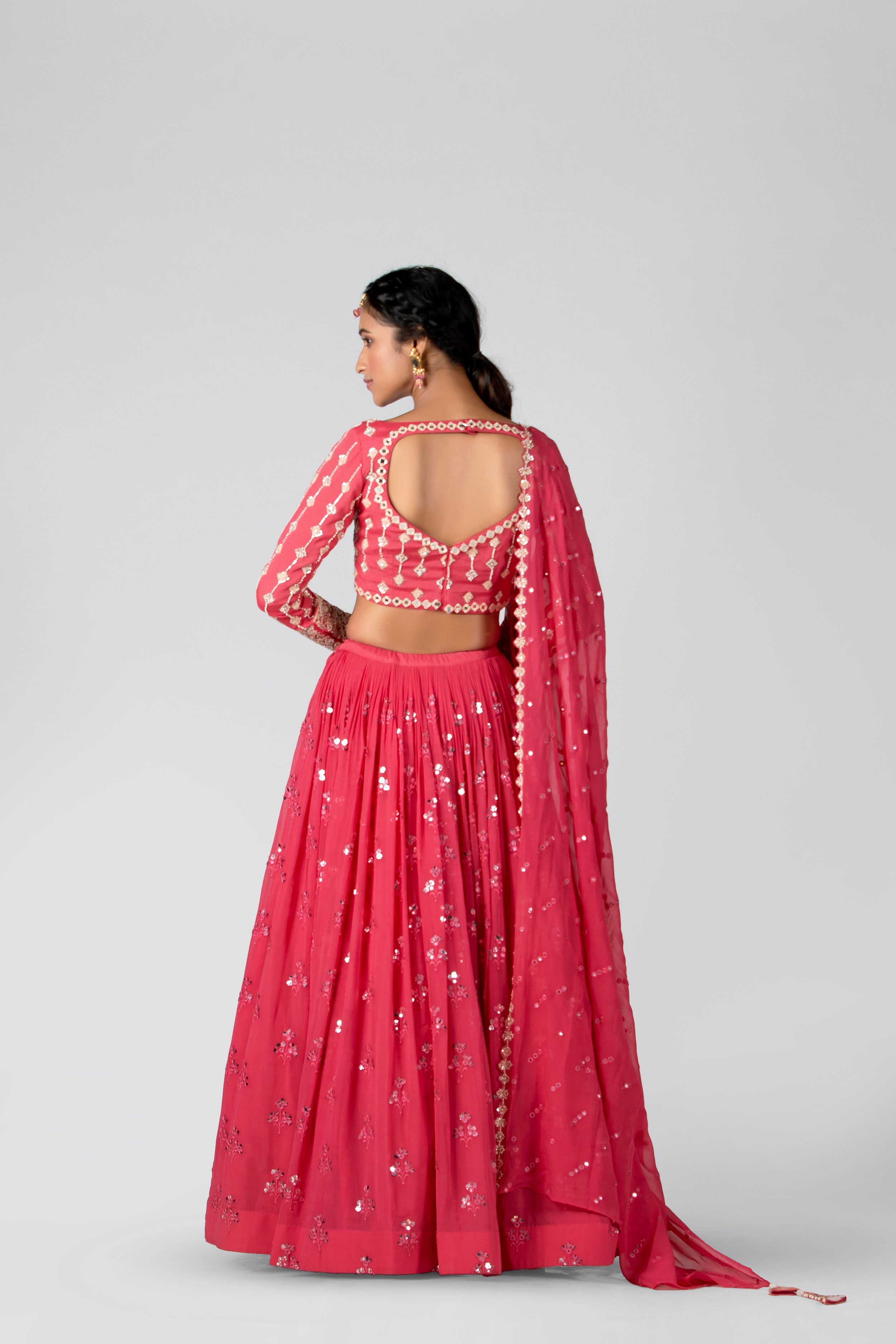 Suruchi Parakh - Candy Pink Georgette Skirt Set