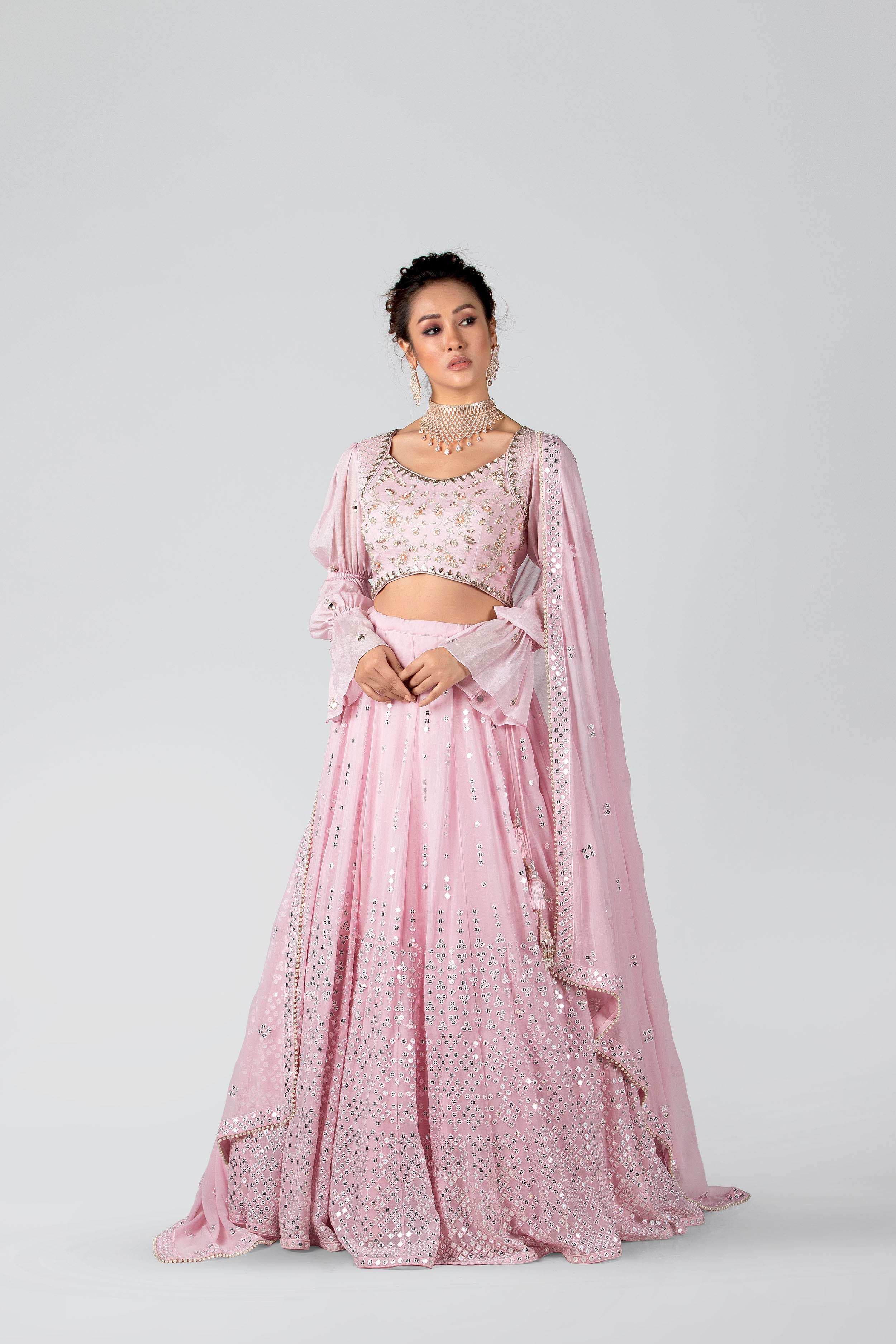 Suruchi Parakh - Baby Pink Embroidered Skirt Set