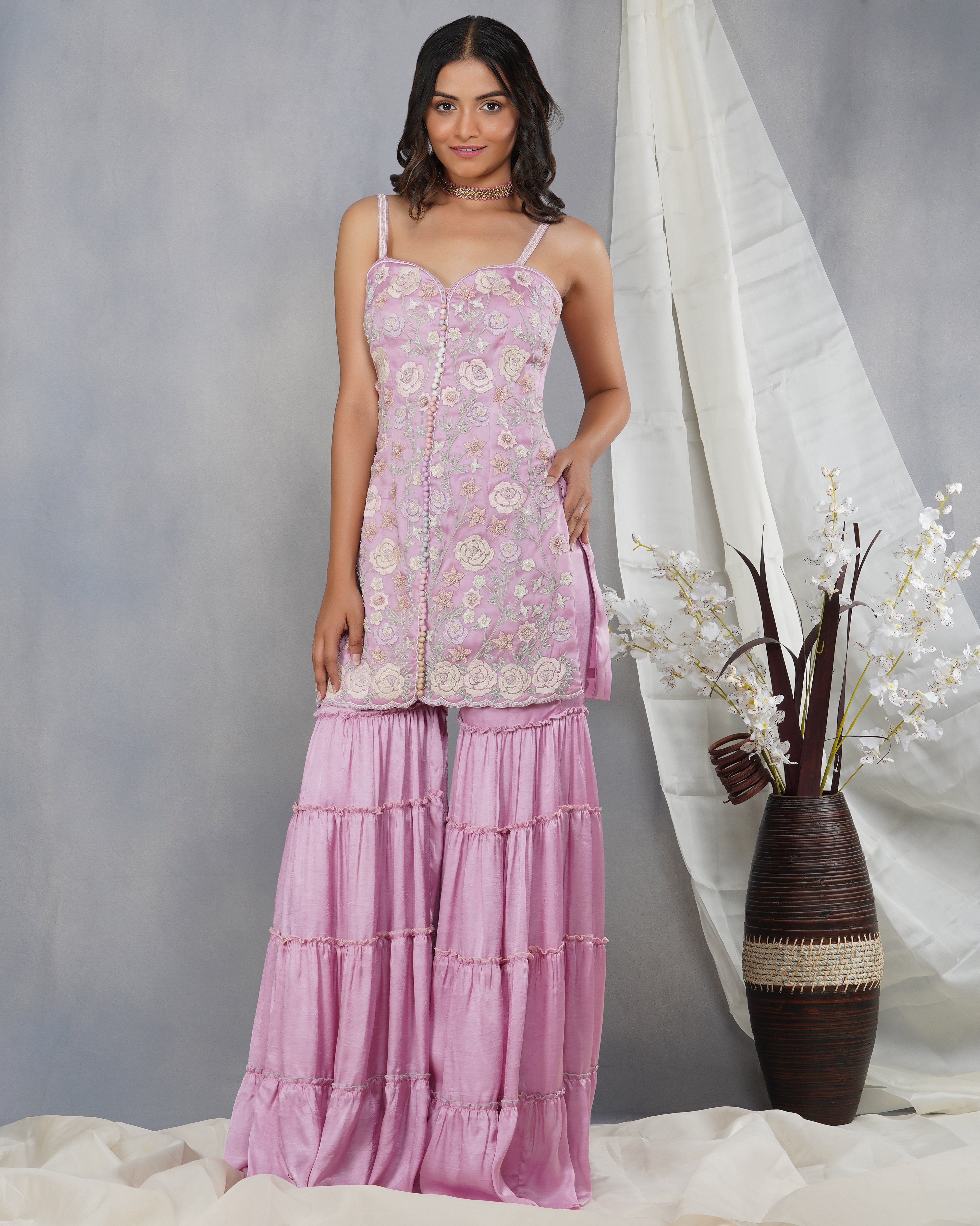 CY Dipti Chhabra Iram - Anker Thread Floral Embroidered Kurta Set Front 3