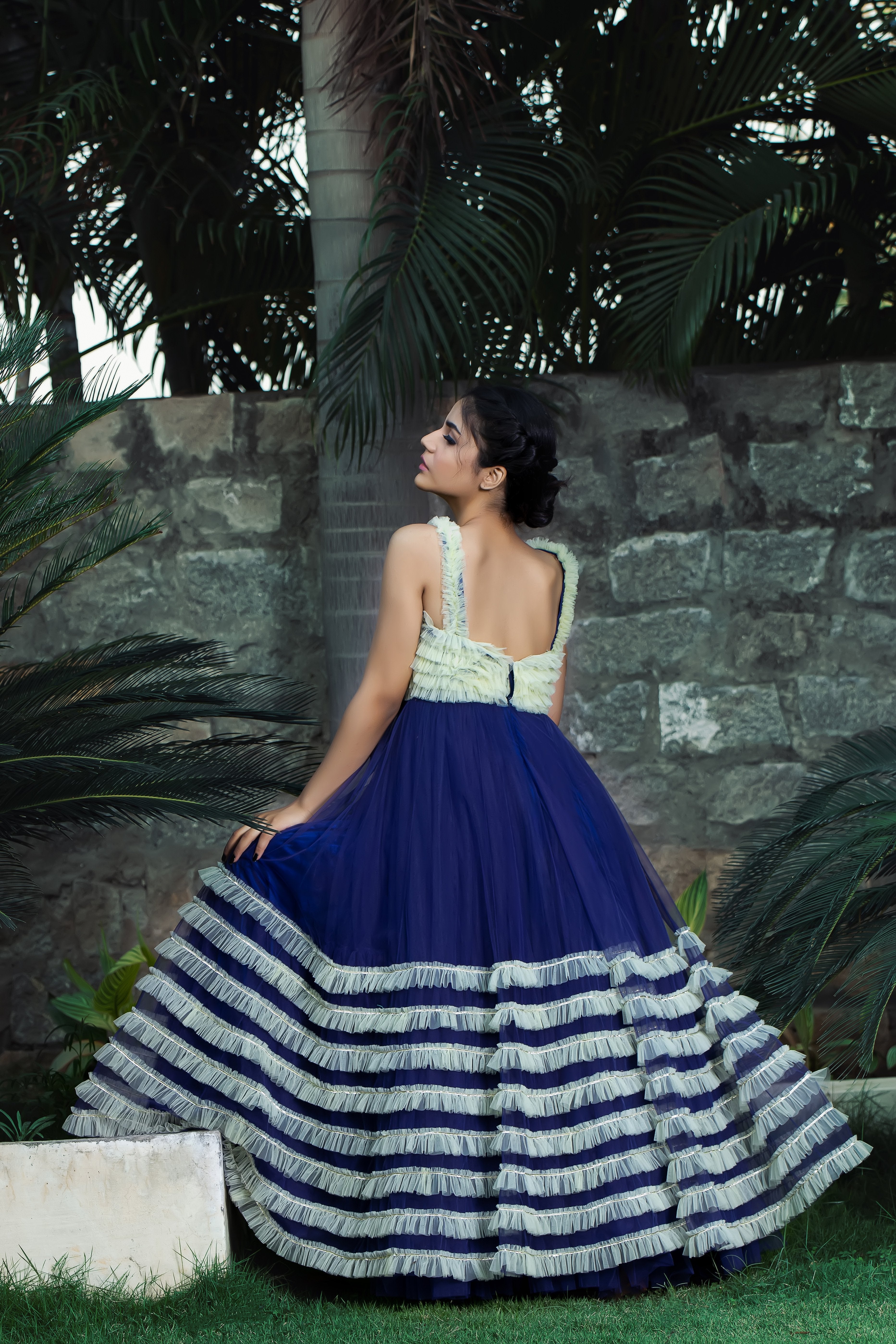 Label G3 By Gayathri Reddy - Navy Blue Ankle Length Gown