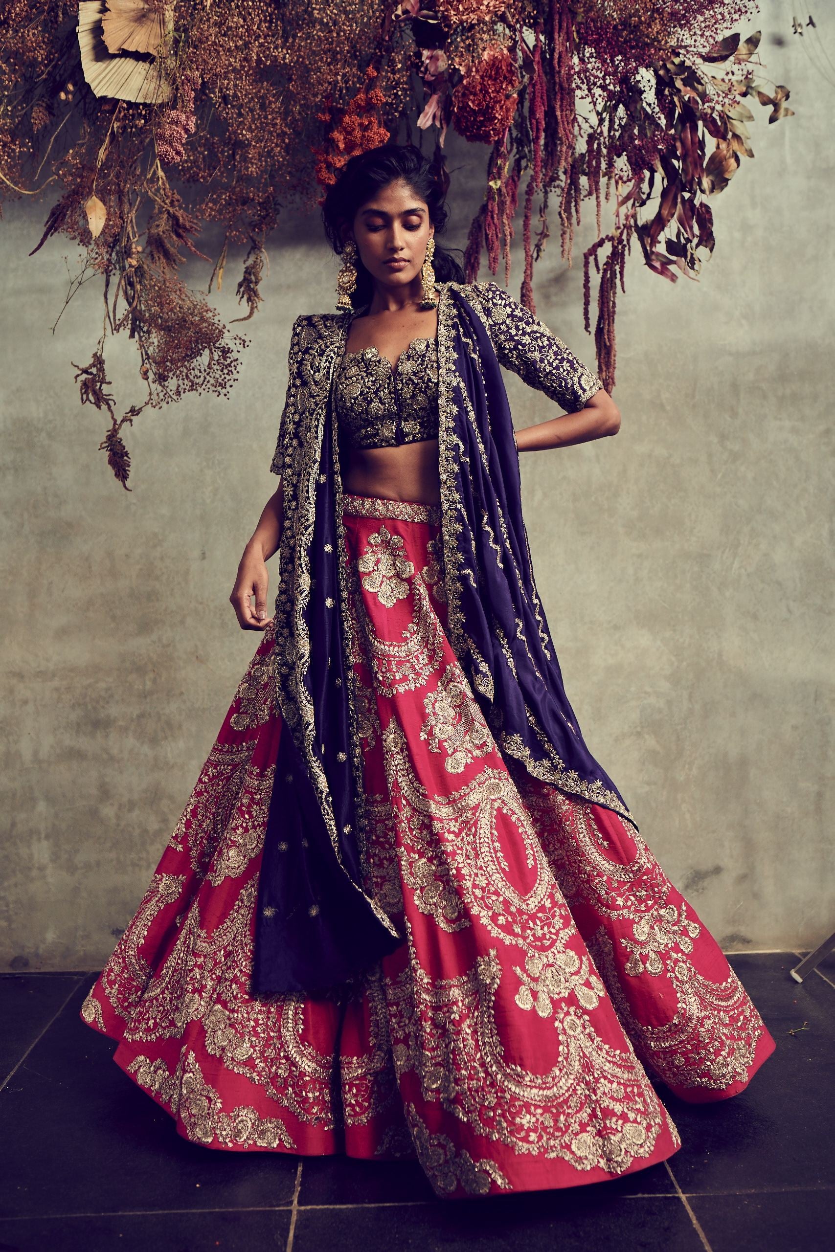 Jayanti Reddy - Red Embroidered Lehenga Set