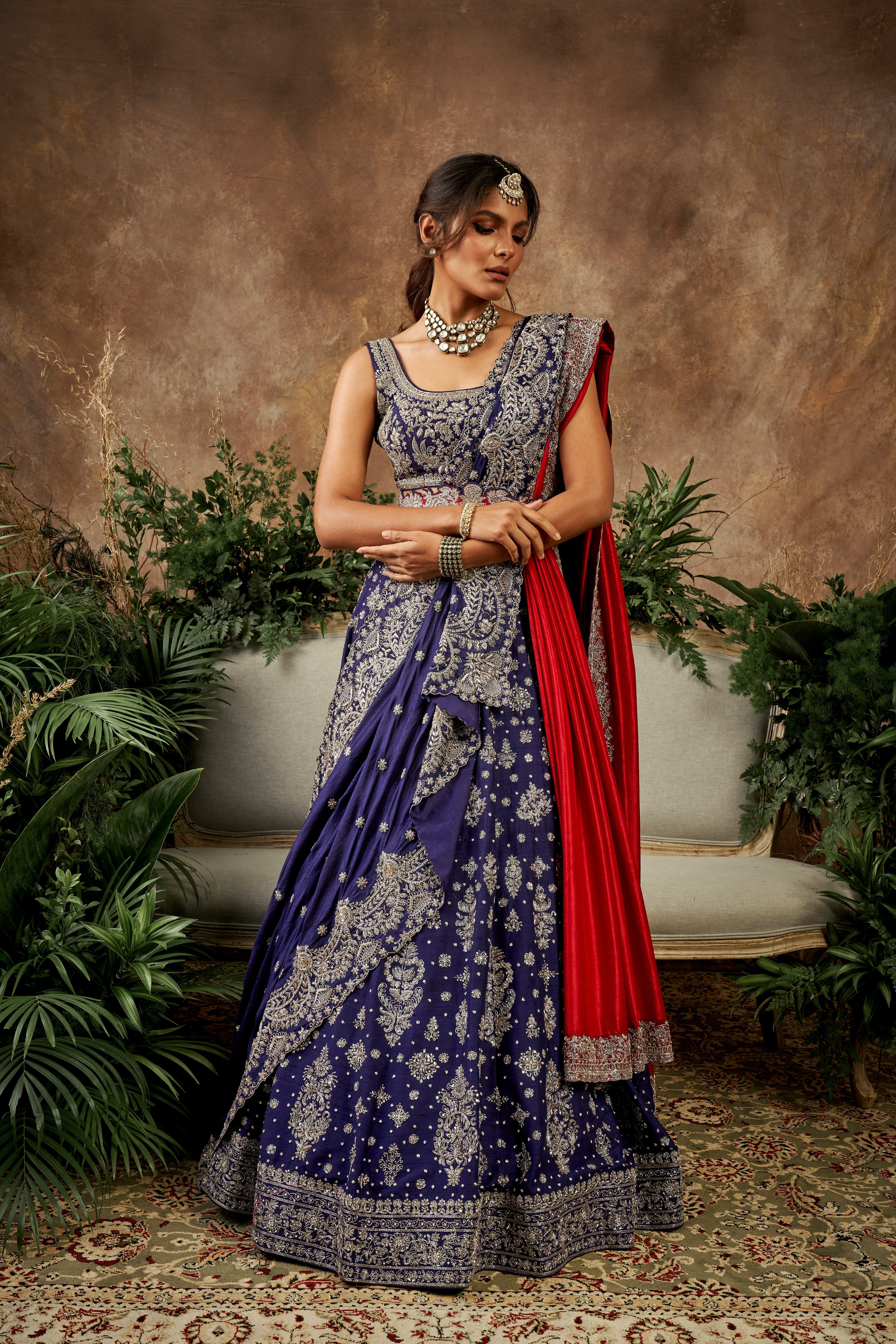 Jayanti Reddy - Purple Zardozi Embroidered Lehenga Set