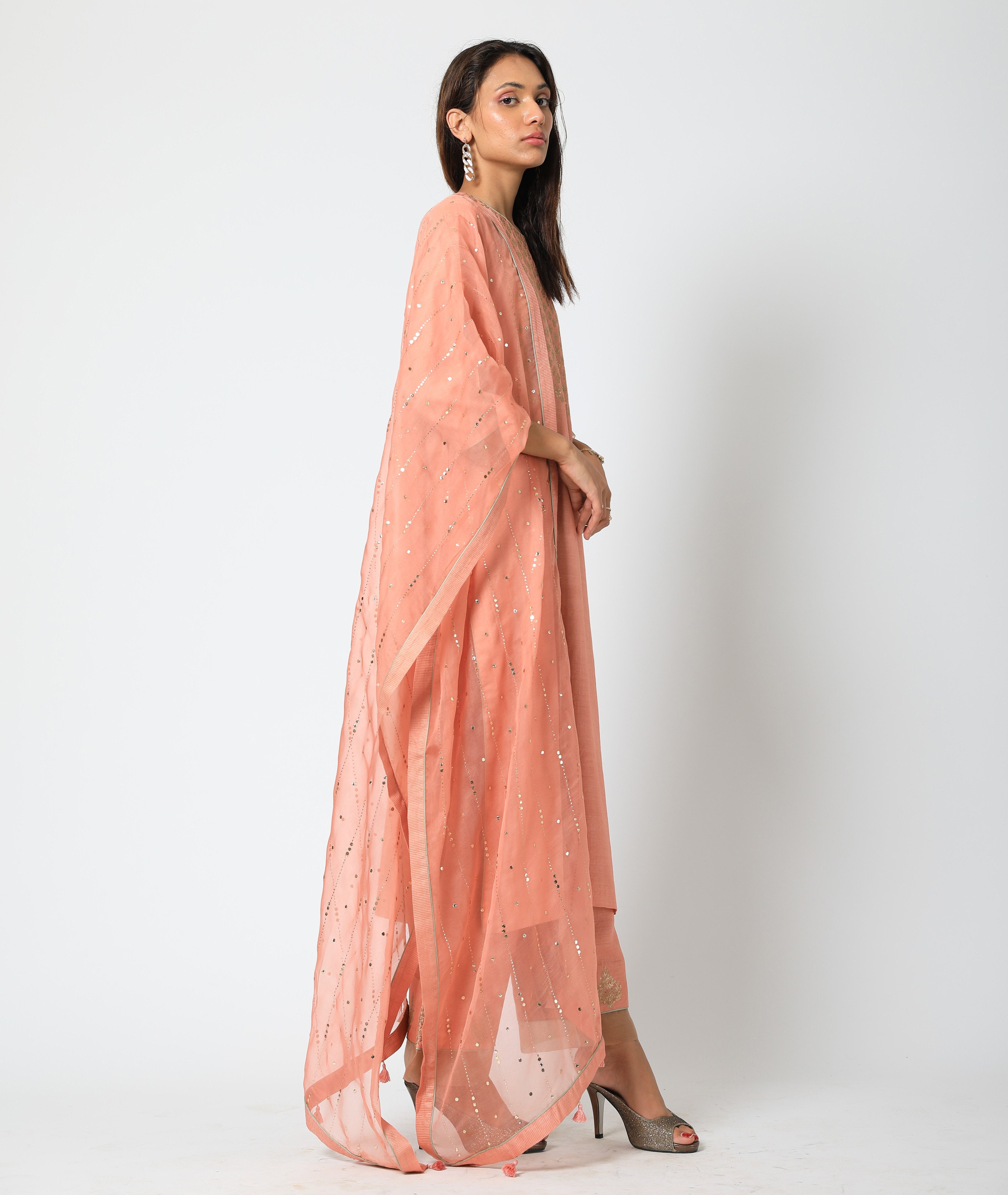 Romaa - Peach Embroidered Kurta Set