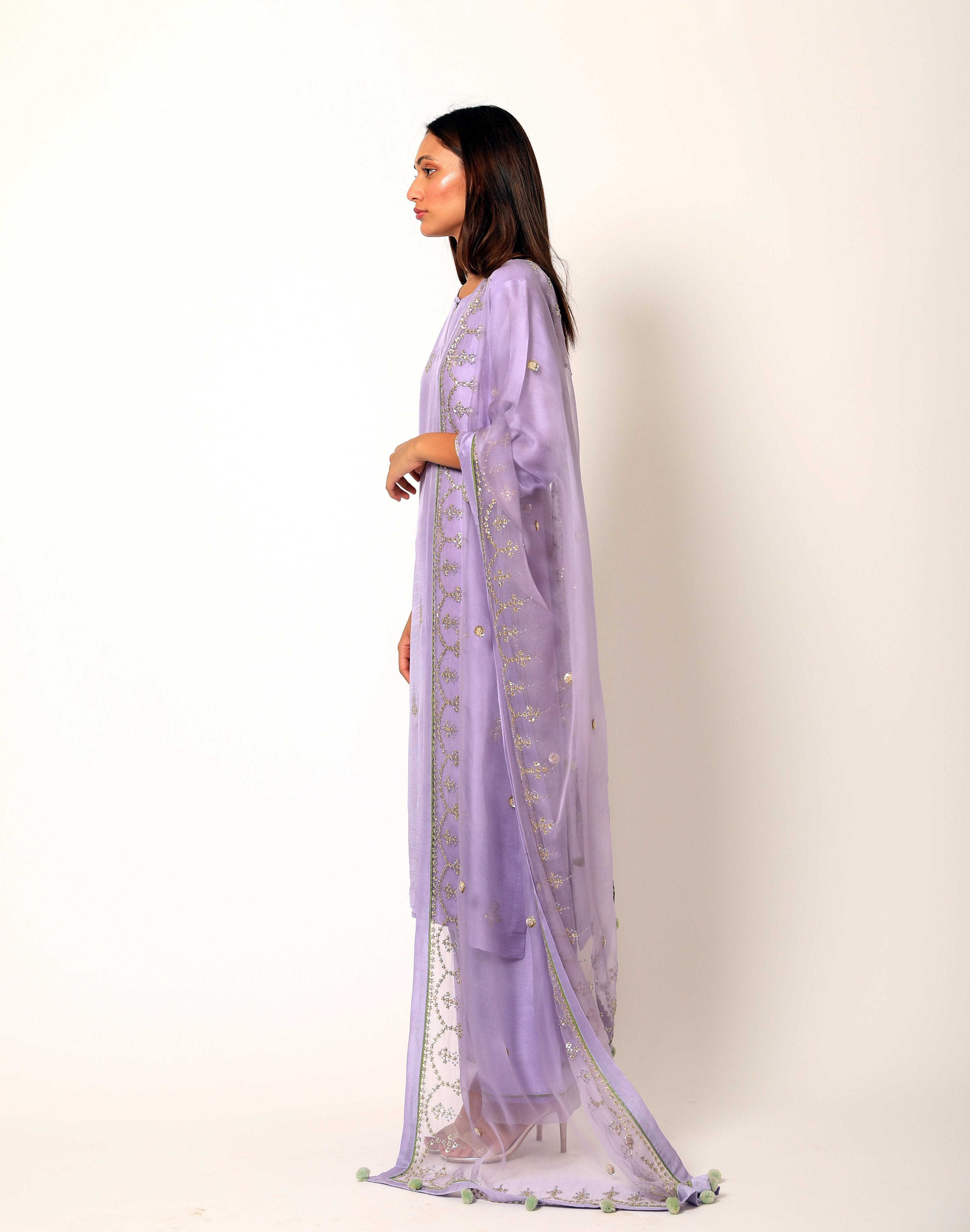 Romaa - Purple Zardozi & Sequins Embroidered Kurta Set