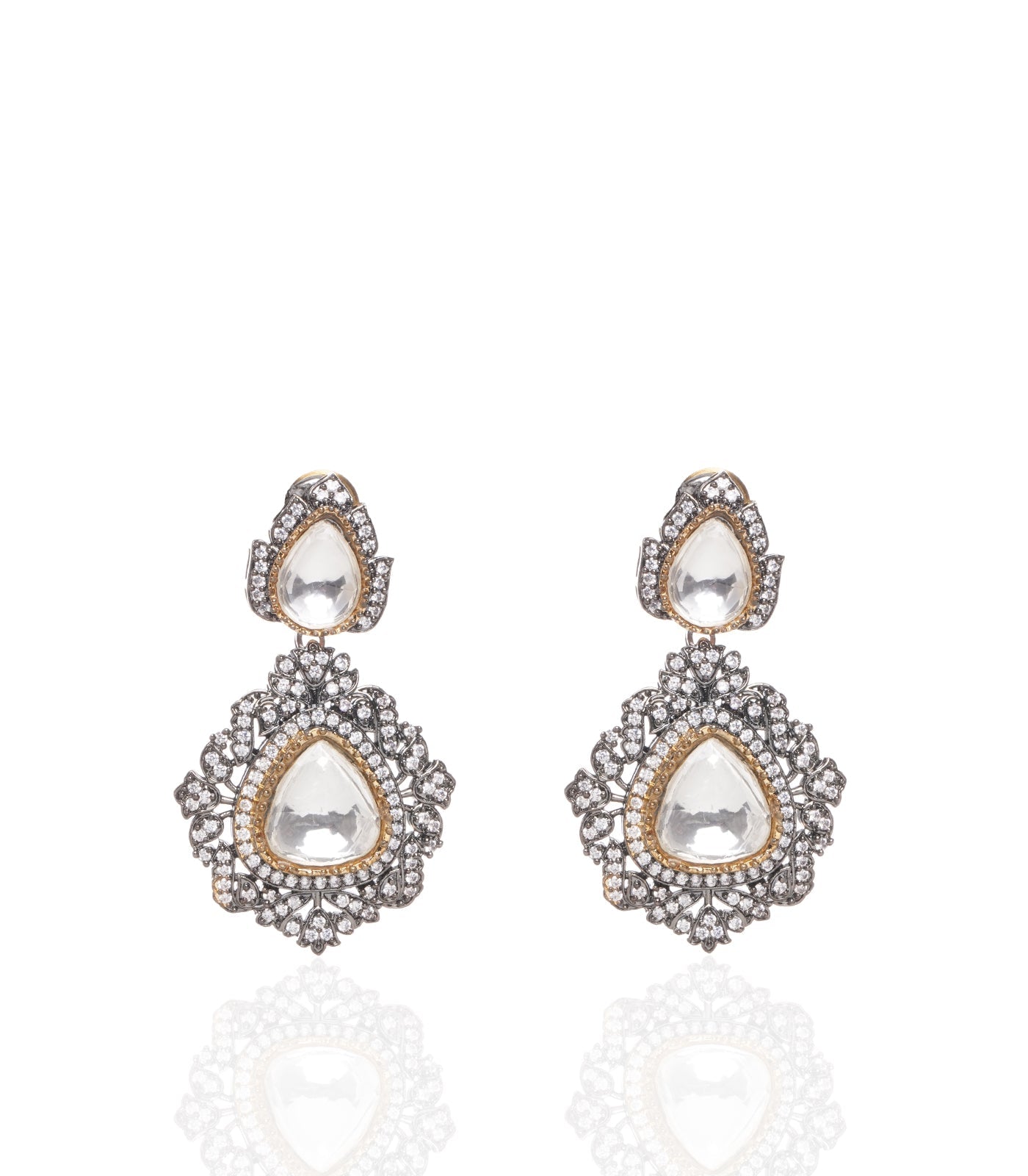 Preeti Mohan - Chandni Antique Finish Two Line Polki Necklace