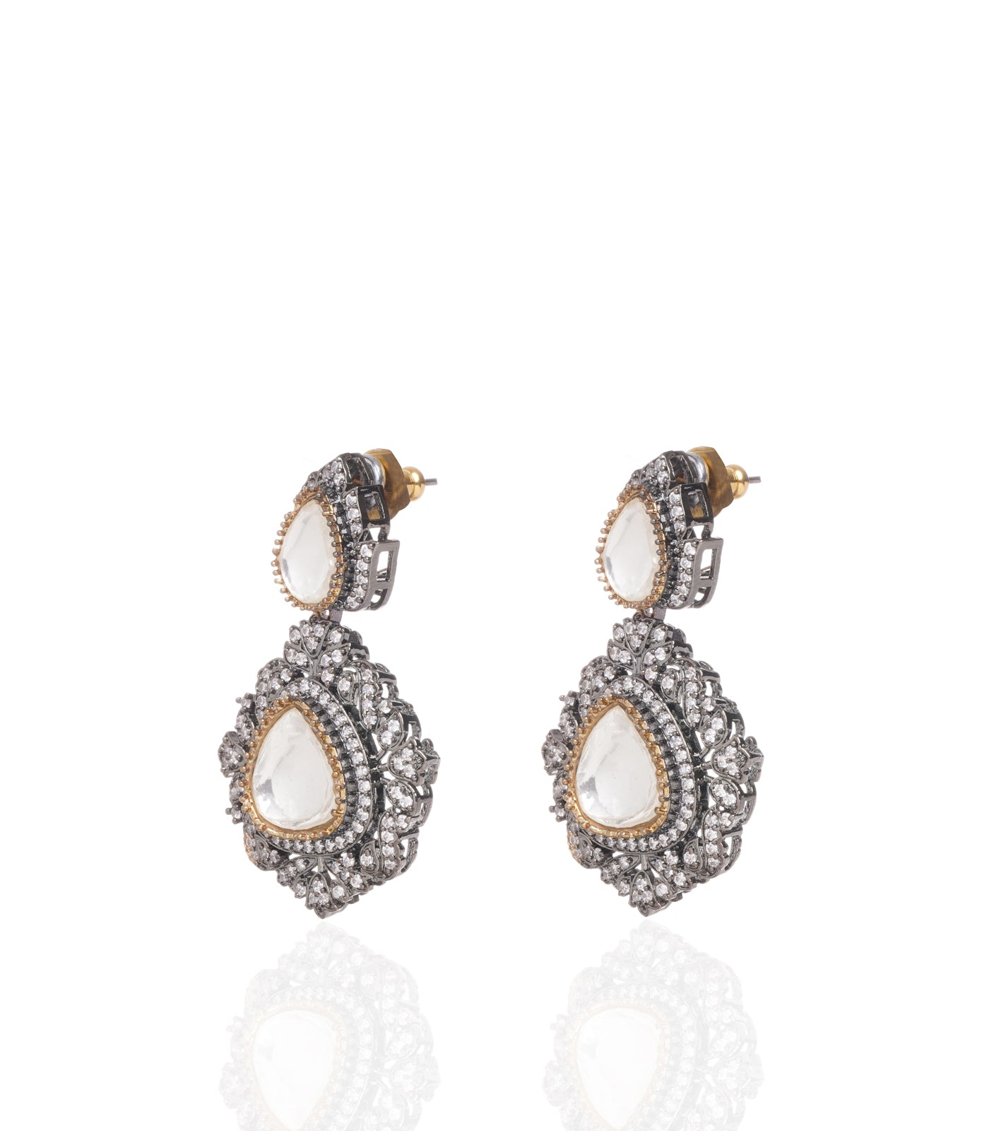 Preeti Mohan - Chandni Antique Finish Two Line Polki Necklace