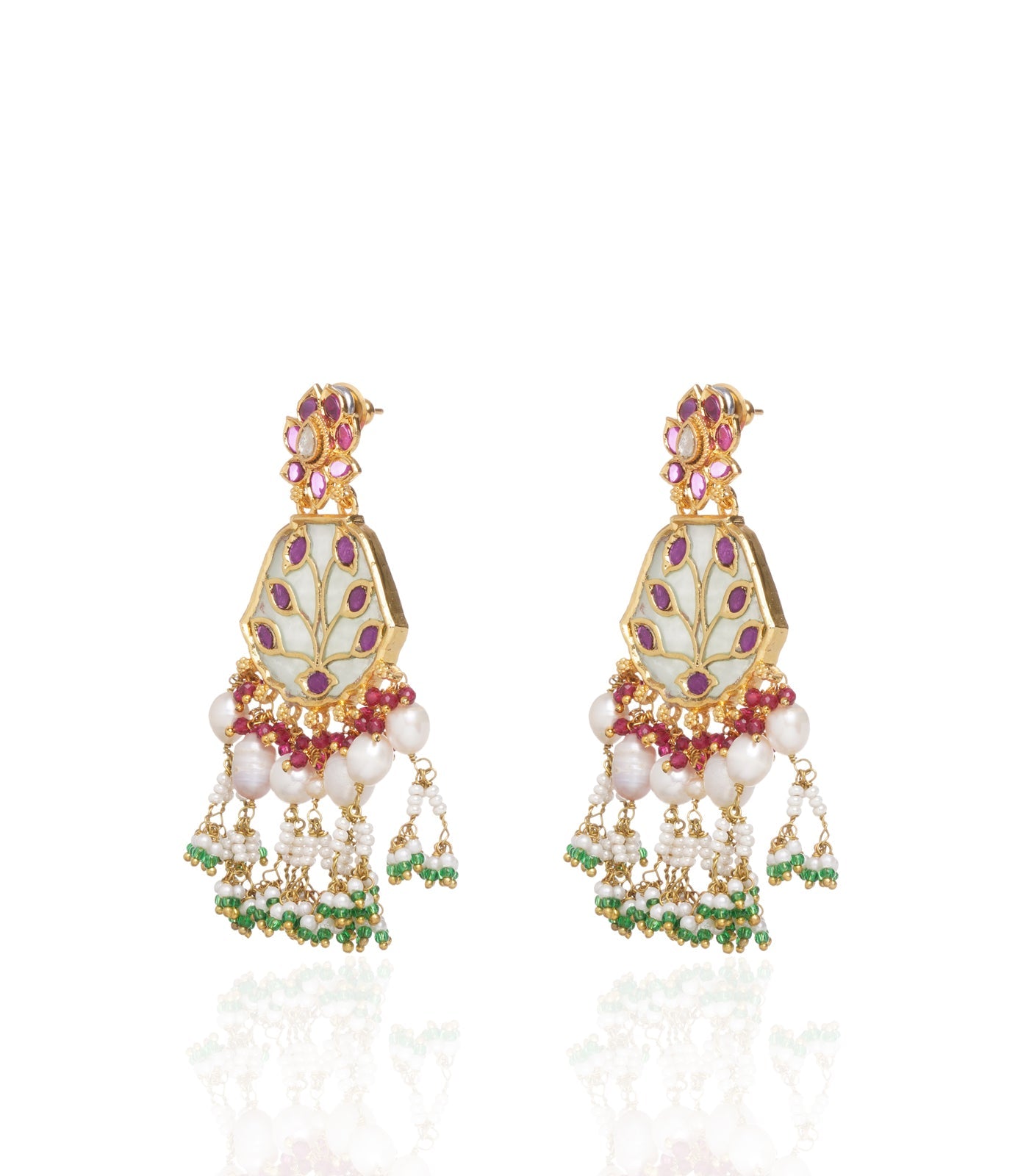 Preeti Mohan - Chandni Gold Plated  Red & Mint Pendant Necklace 