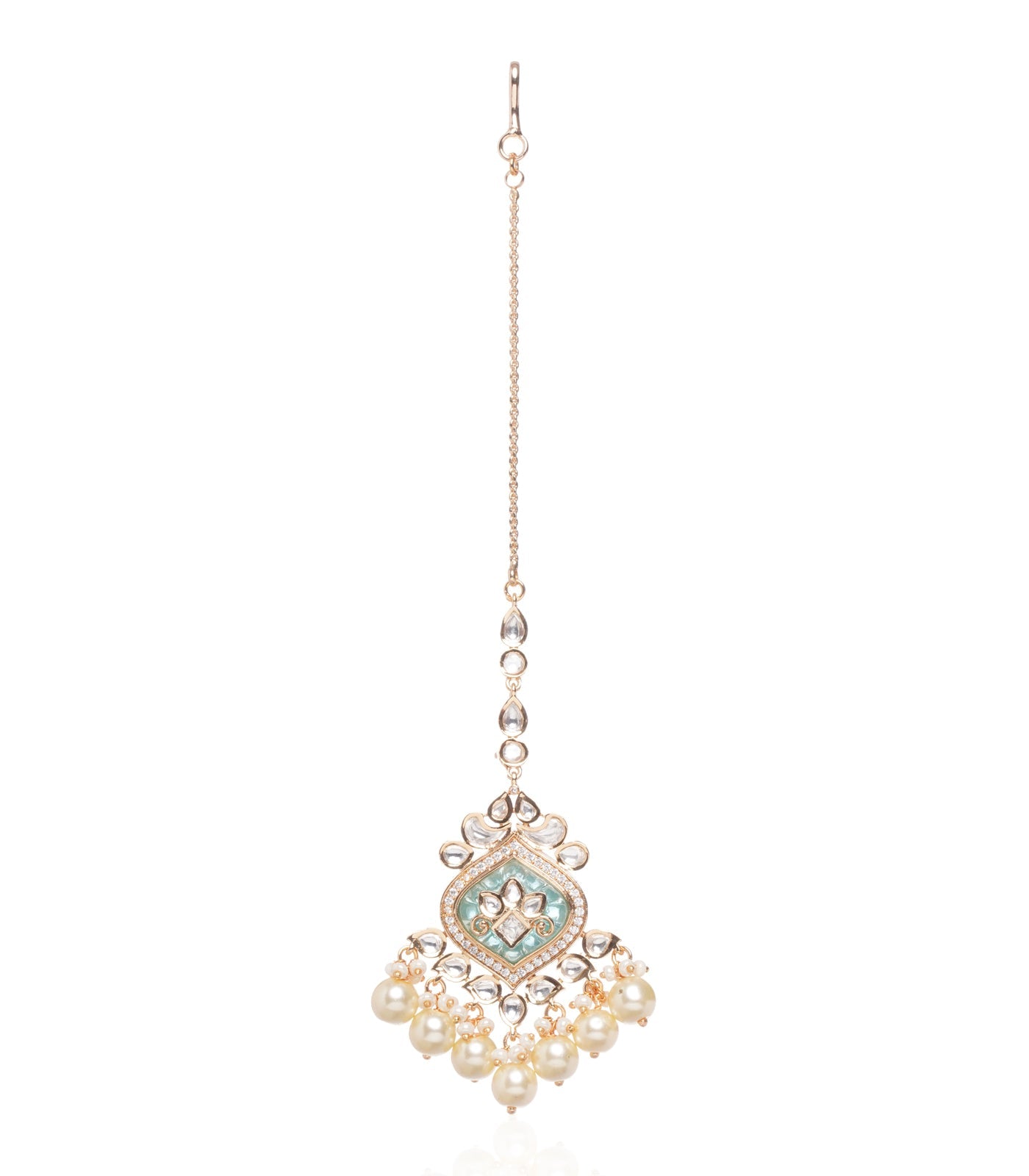 Preeti Mohan - Chandni Gold Plated Mint Kundan Choker Necklace With Pearls