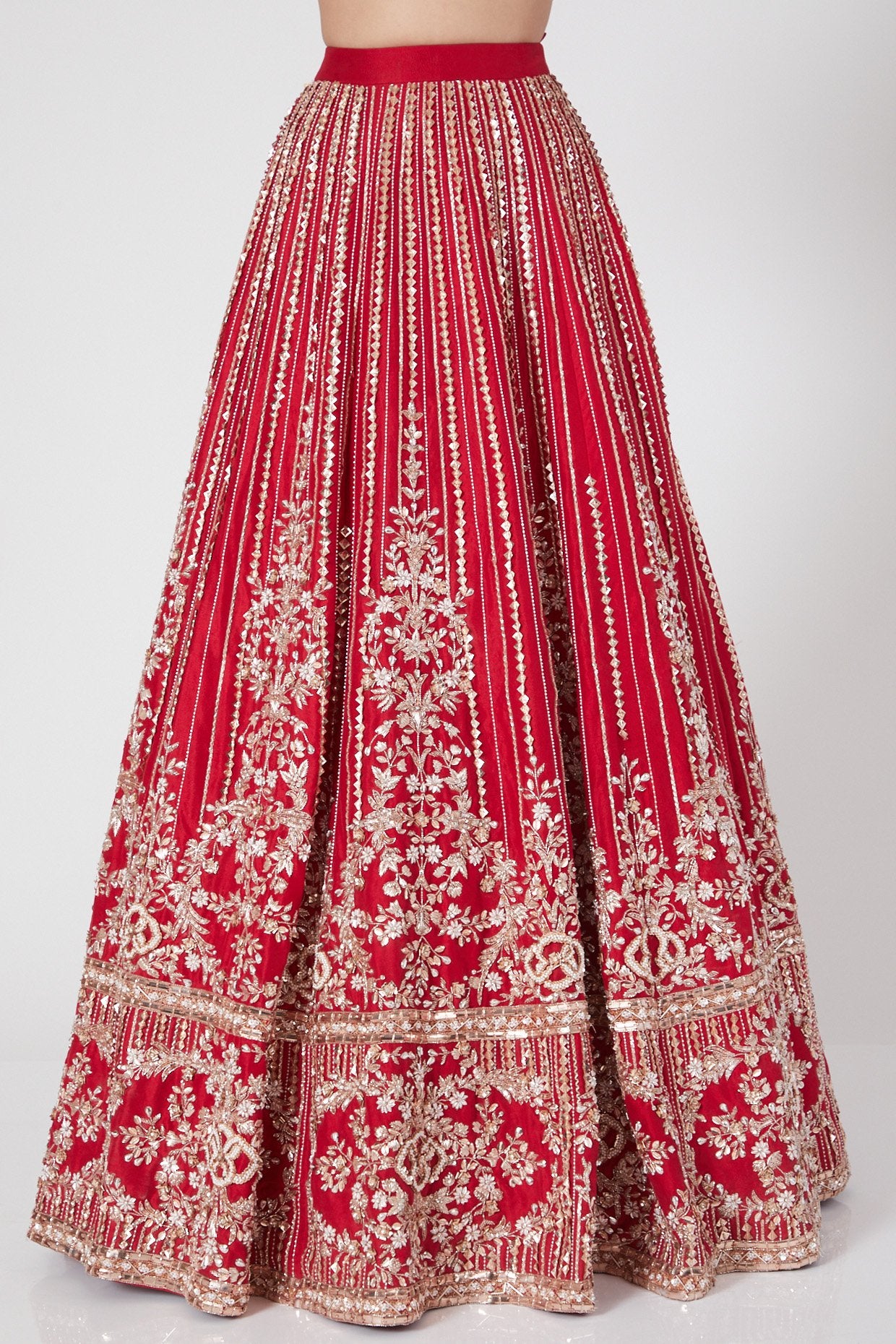 Pink Peacock Couture - Red Hand Embroidered Lehenga Set