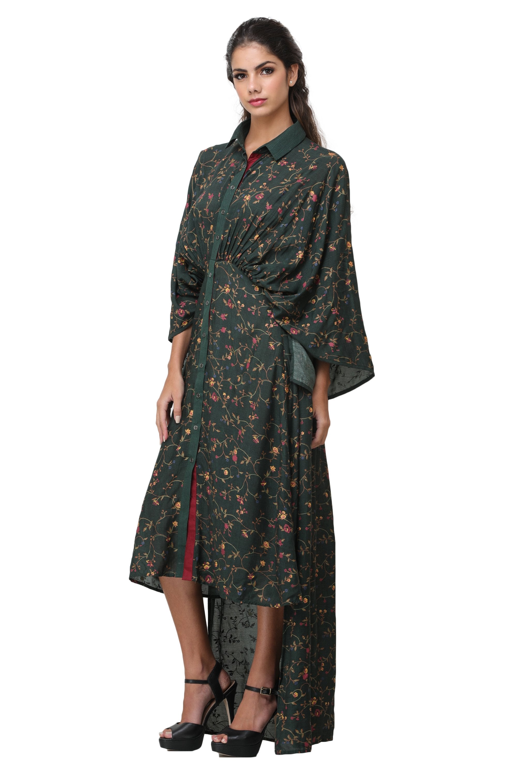 Pinnacle By Shruti Sancheti - Green Printed Kimono Dress