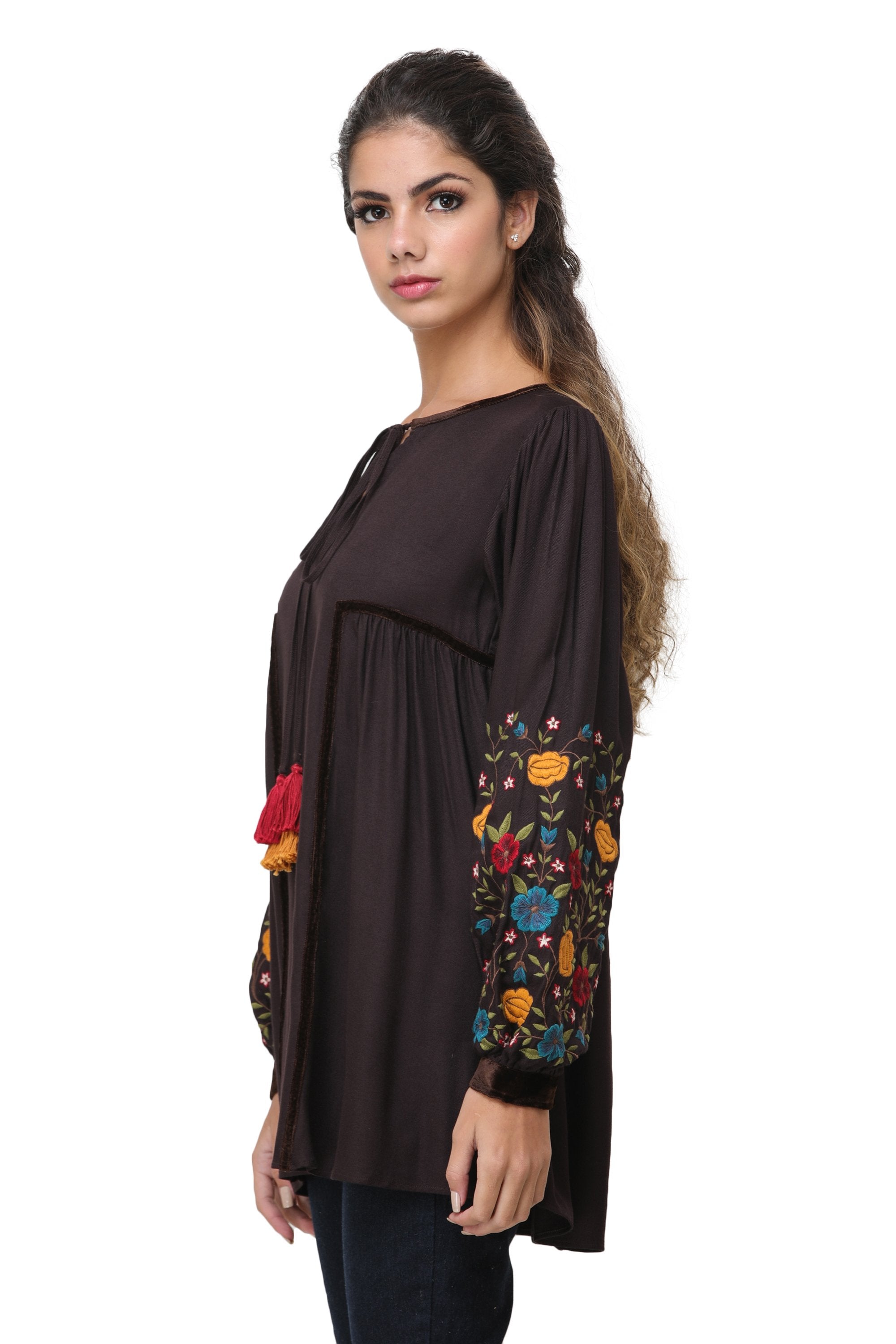 Pinnacle By Shruti Sancheti - Brown Embroidered Top