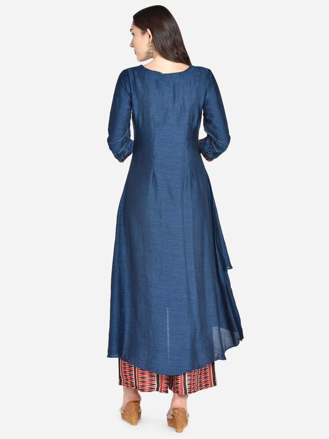 It Way Of Life -  Blue Solid Woven Kurti