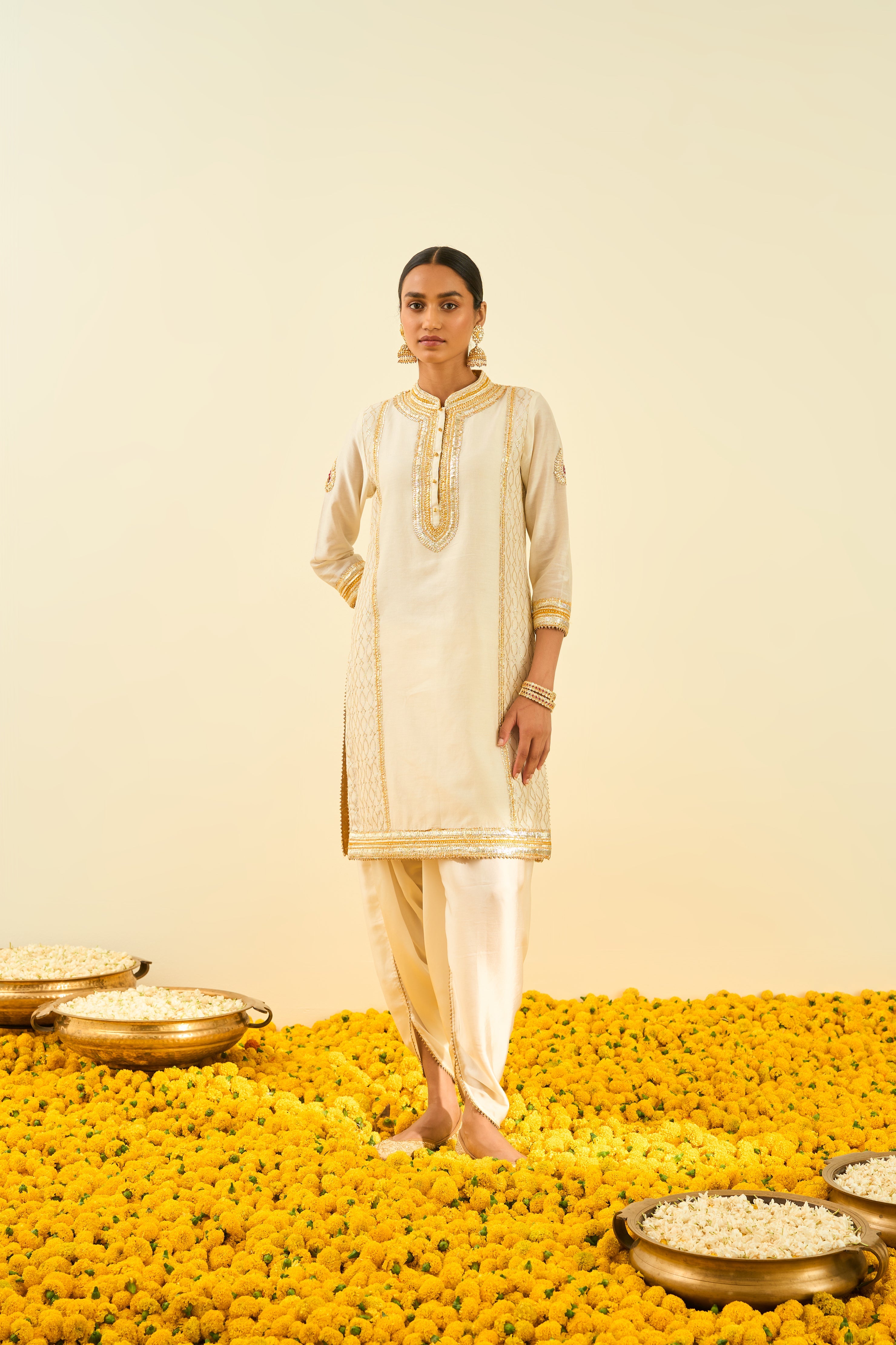 Sheetal Batra - Aliza - Daisy Ivory Embroidered Kurta Set