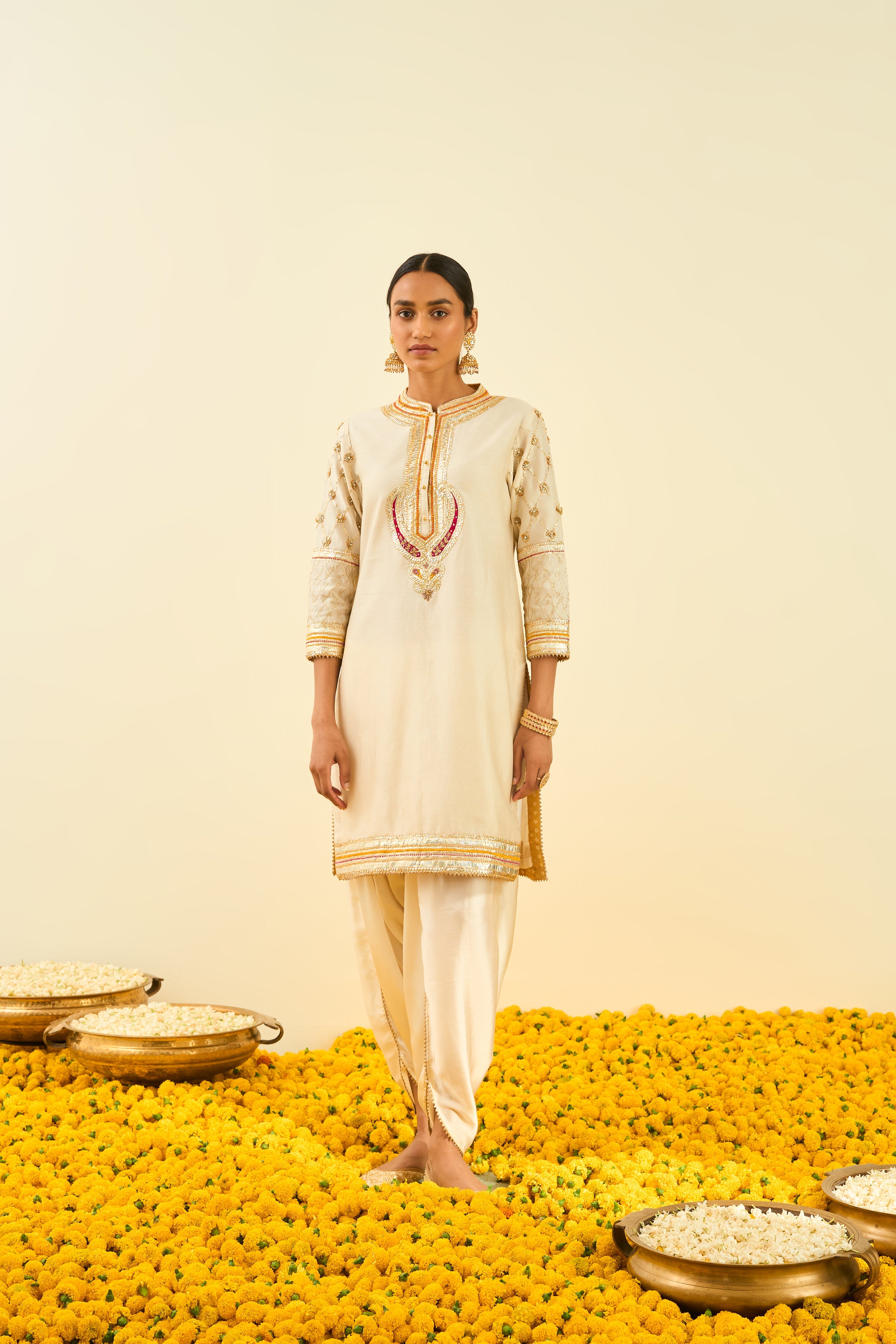 Sheetal Batra - Aminah - Daisy Ivory Embroidered Kurta Set