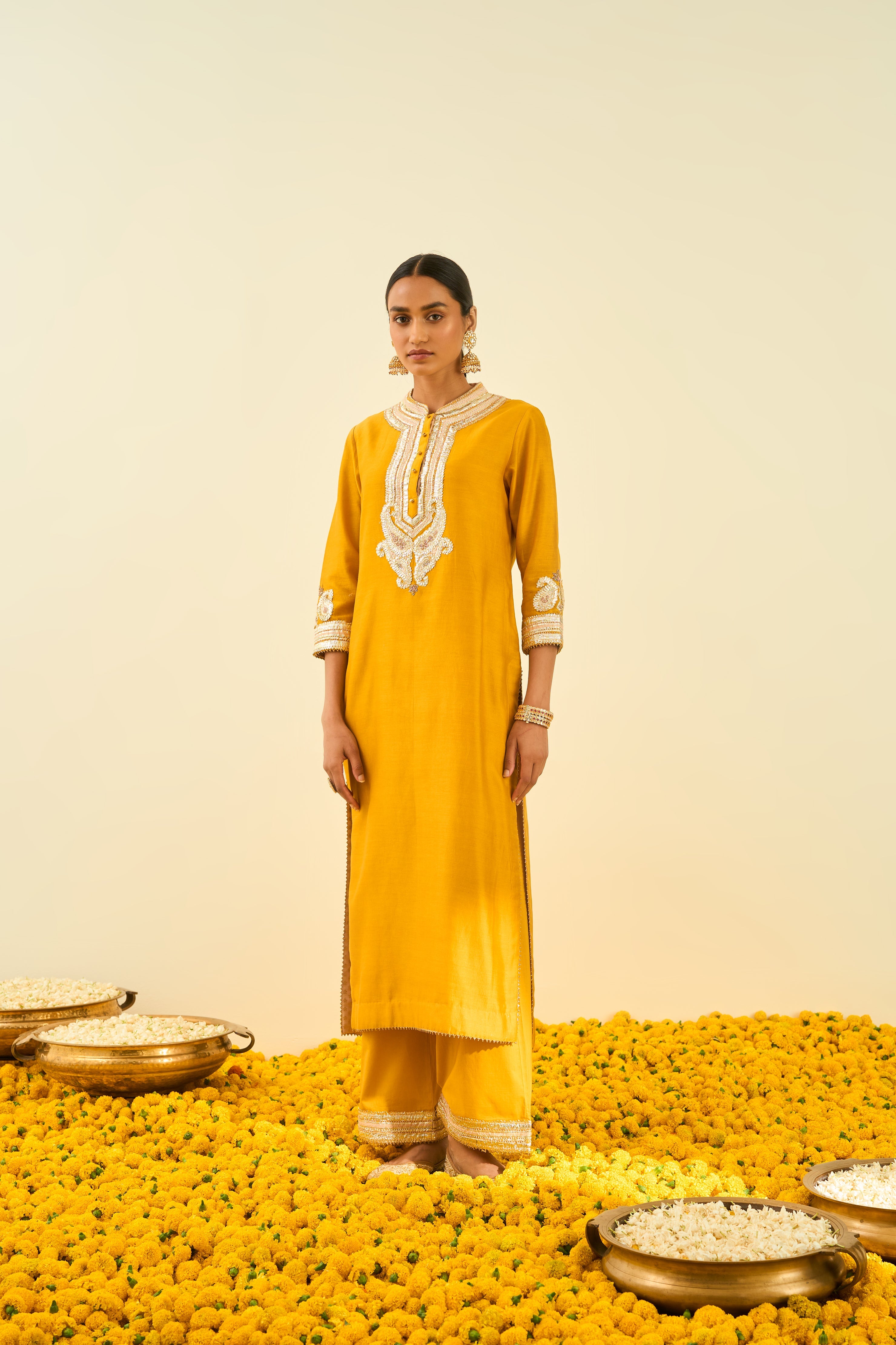Sheetal Batra - Arisah - Glaze Mustard Embroidered Kurta Set