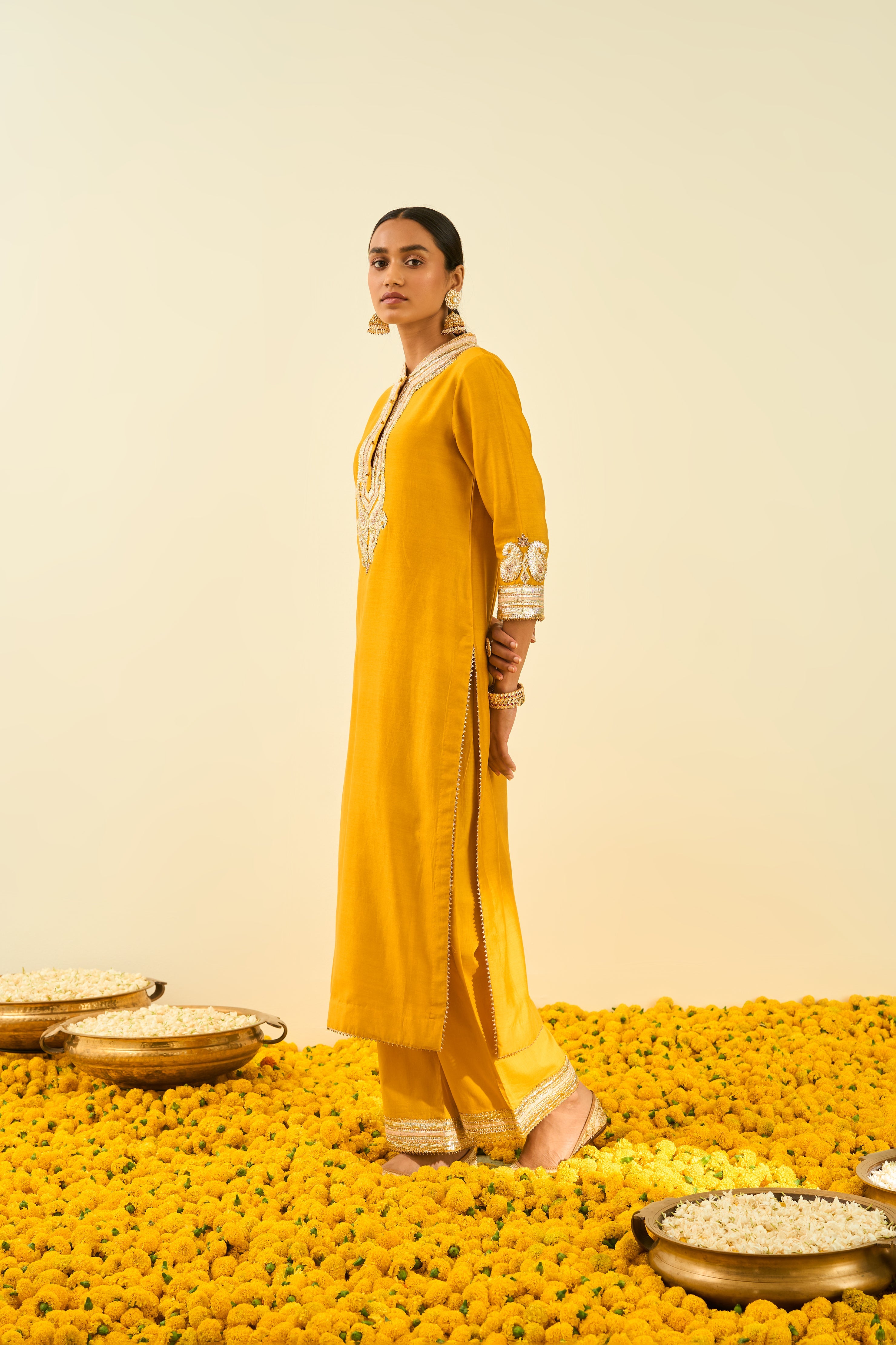 Sheetal Batra - Arisah - Glaze Mustard Embroidered Kurta Set