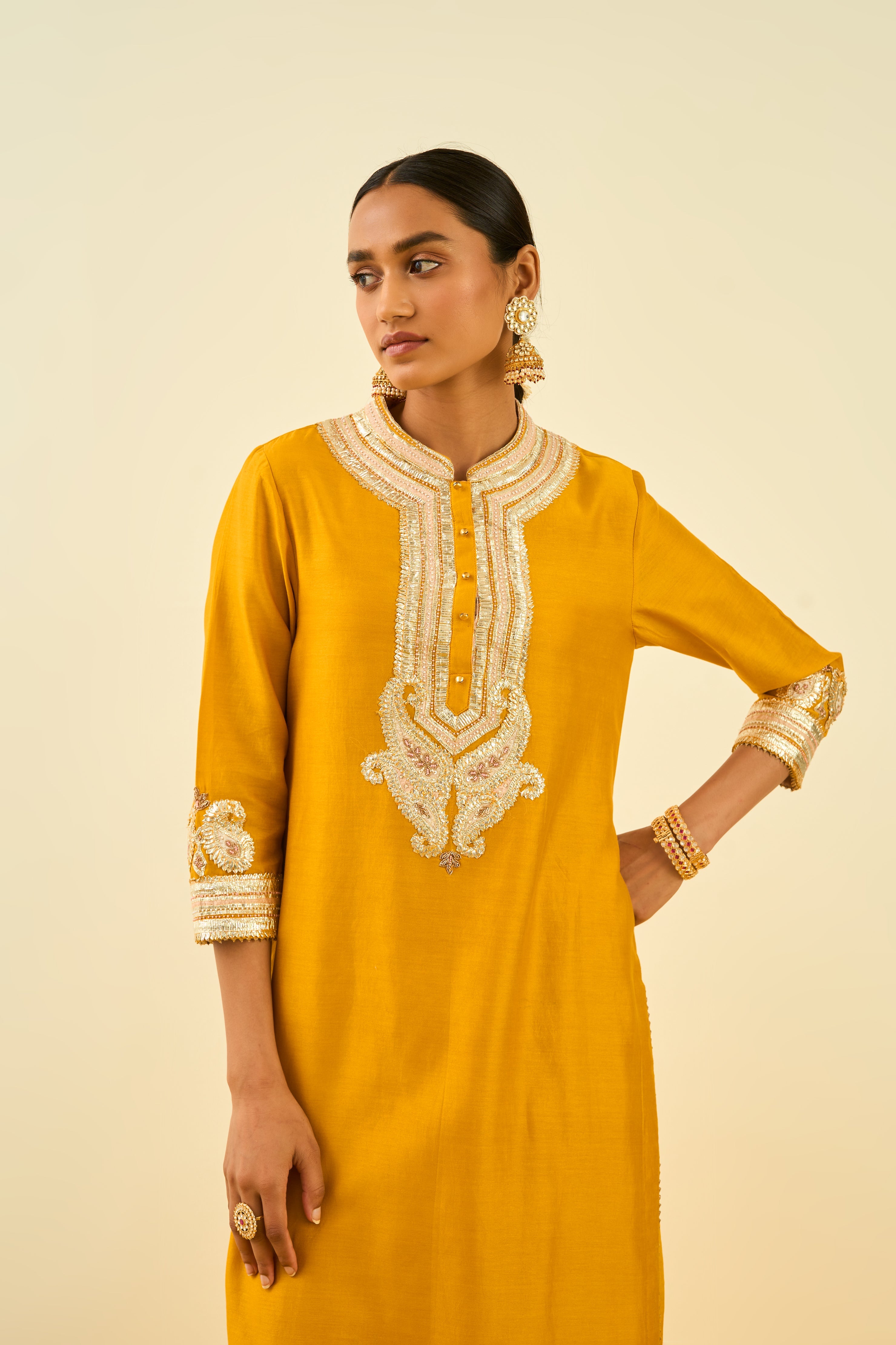 Sheetal Batra - Arisah - Glaze Mustard Embroidered Kurta Set