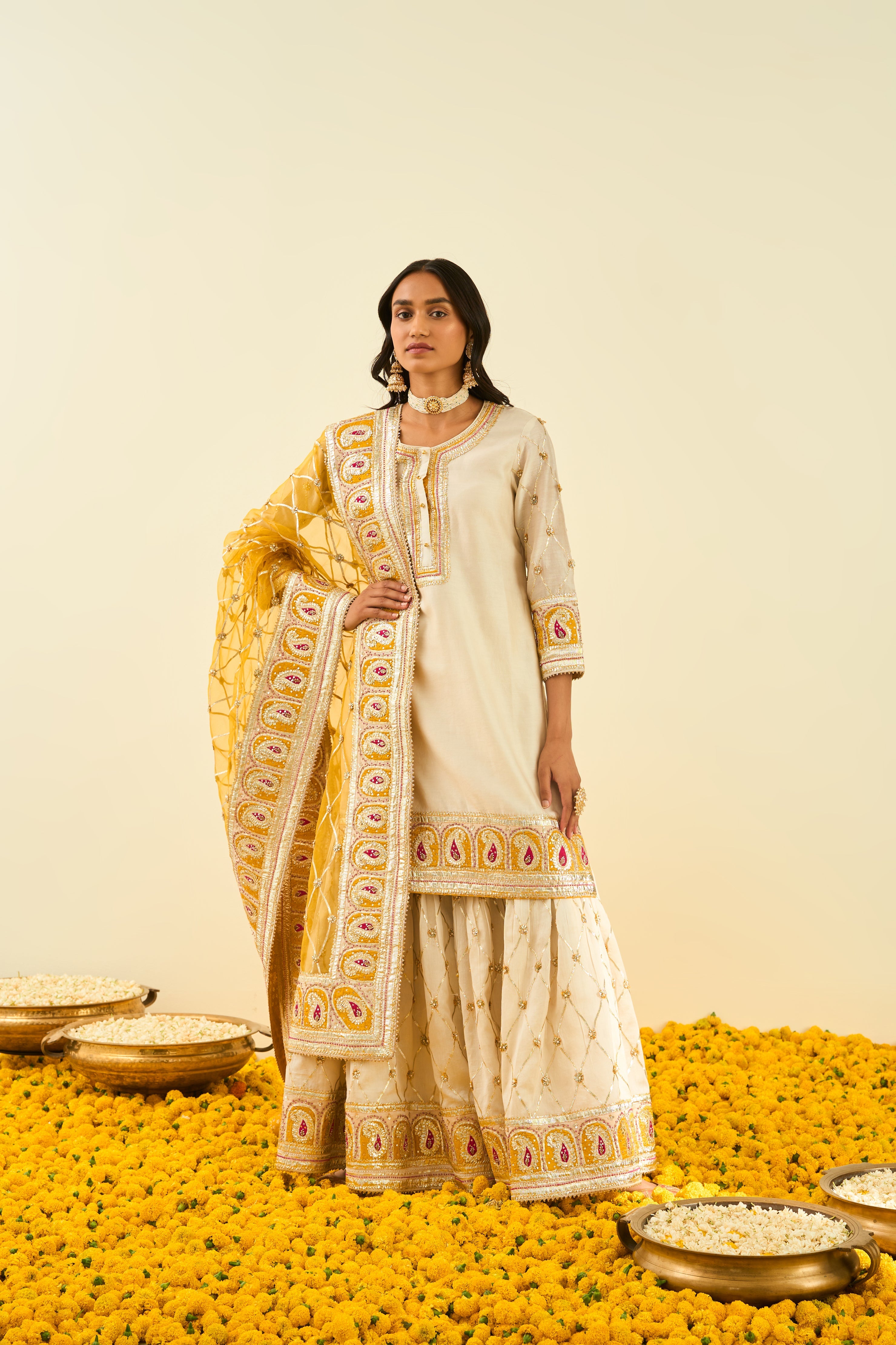 Sheetal Batra - Sadirah - Daisy Ivory Embroidered Kurta Set