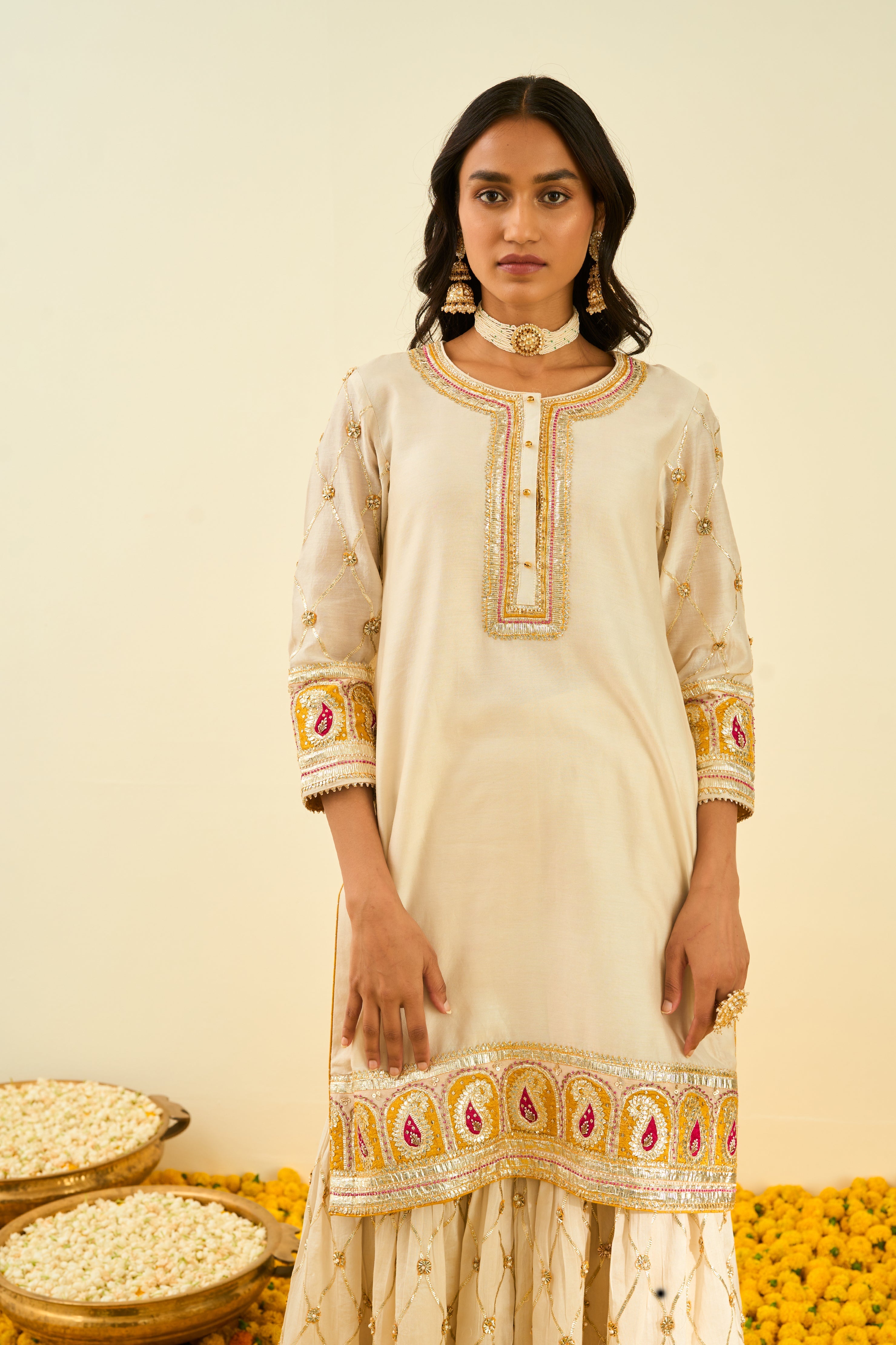 Sheetal Batra - Sadirah - Daisy Ivory Embroidered Kurta Set