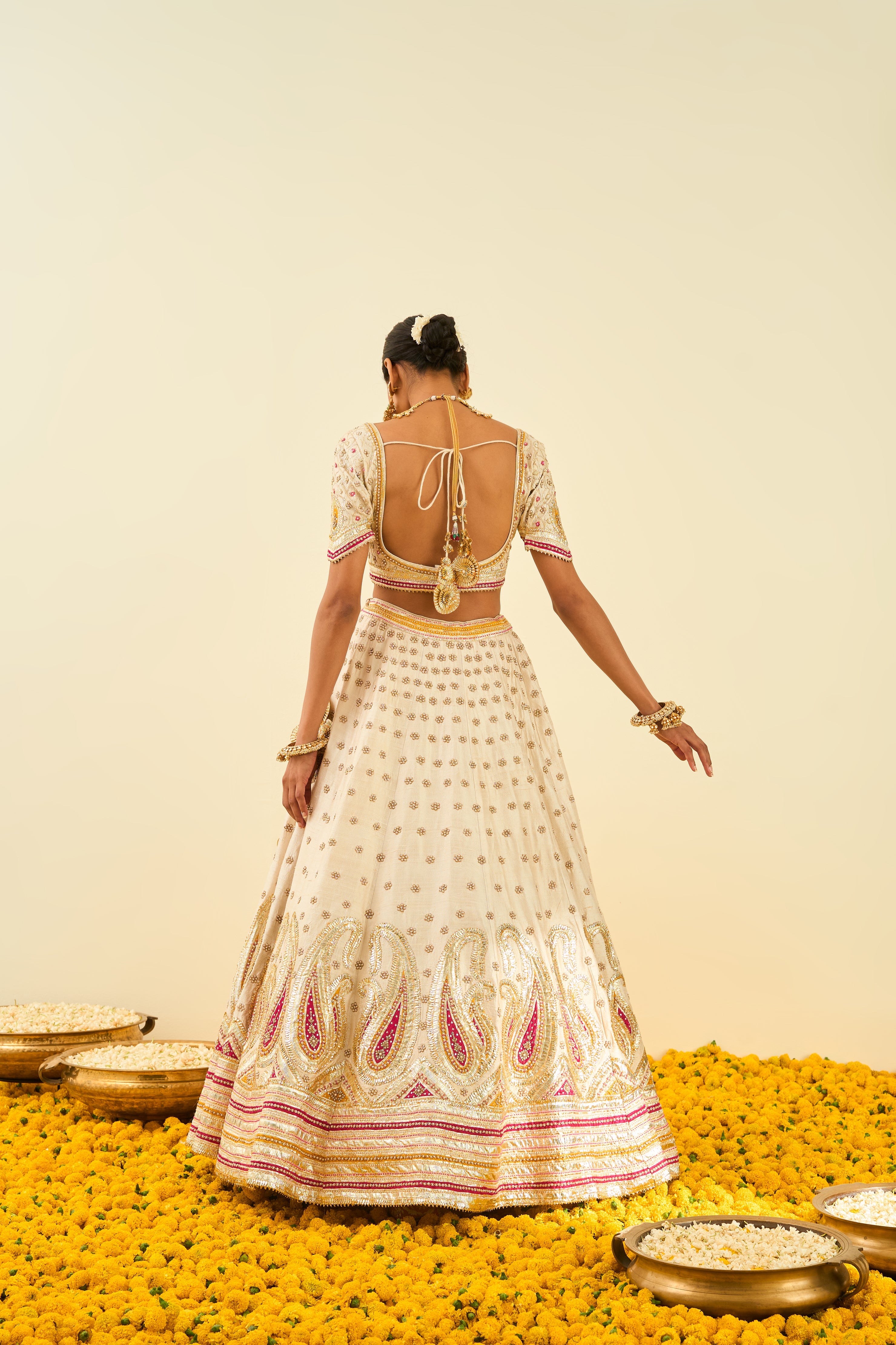 Sheetal Batra - Shahnaz - Daisy Ivory Embroidered Lehenga Set
