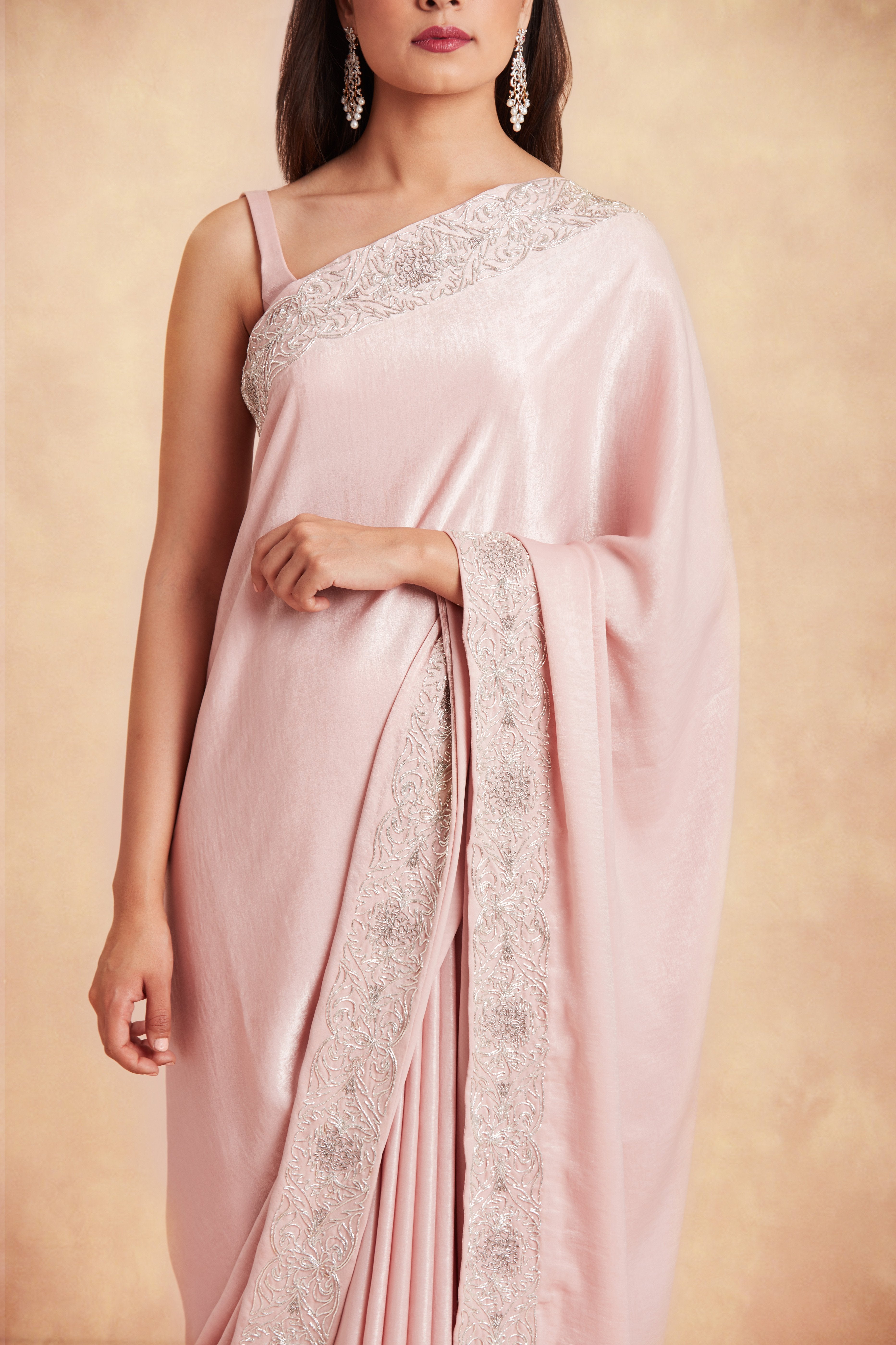 Sanjhana Reddy - Pink hand embroidered saree and blouse