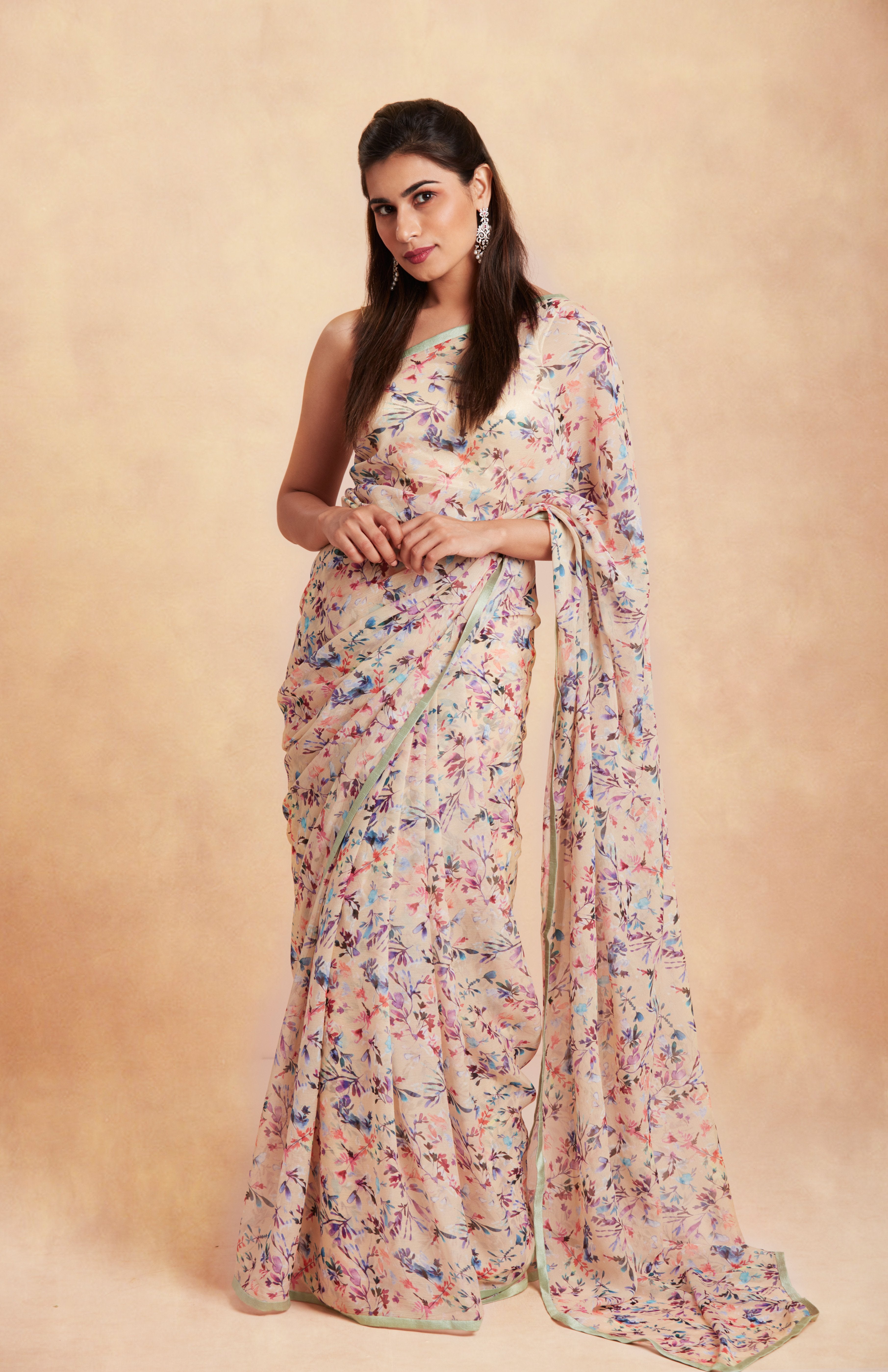 Sanjhana Reddy - Yellow floral print saree