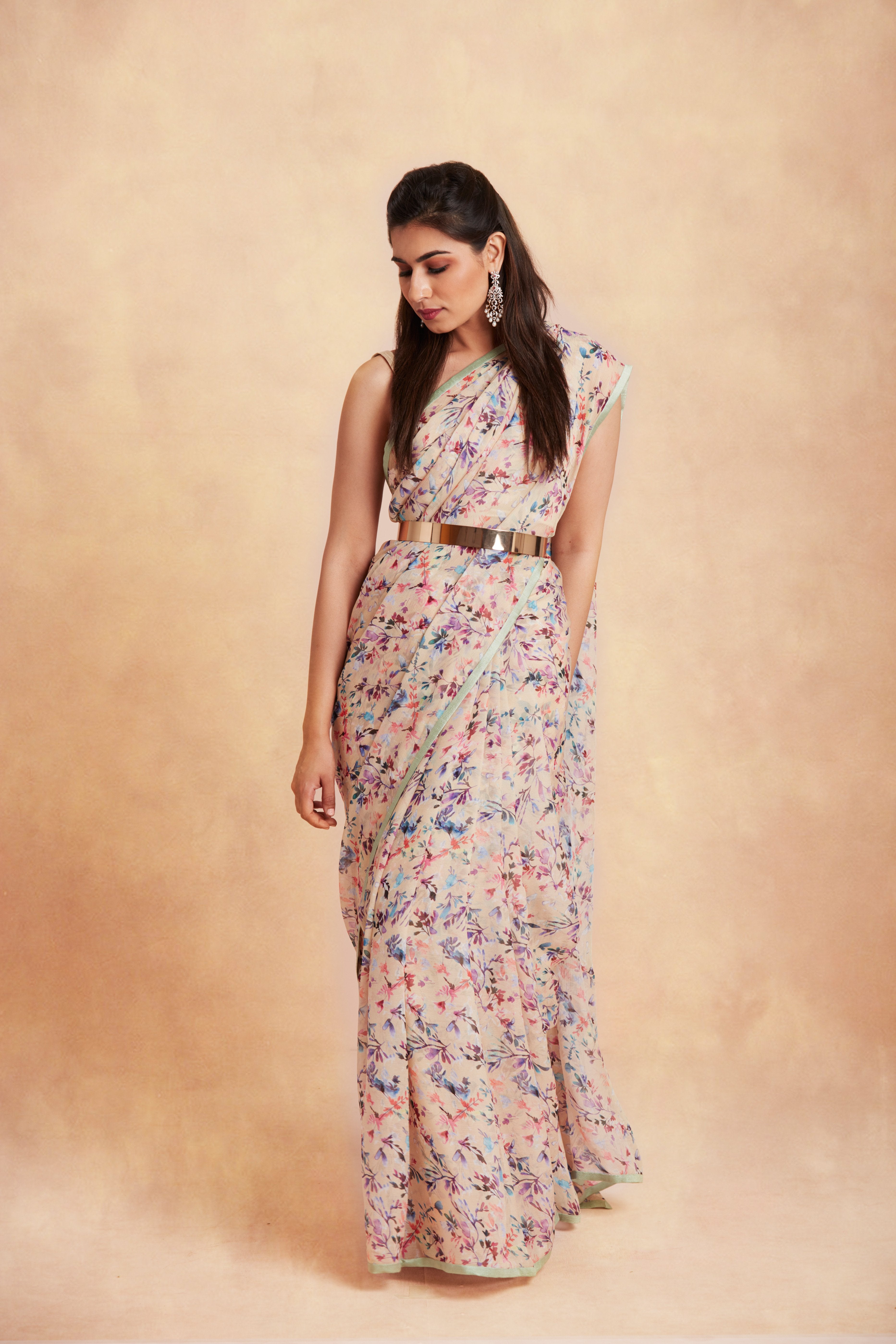 Sanjhana Reddy - Yellow floral print saree