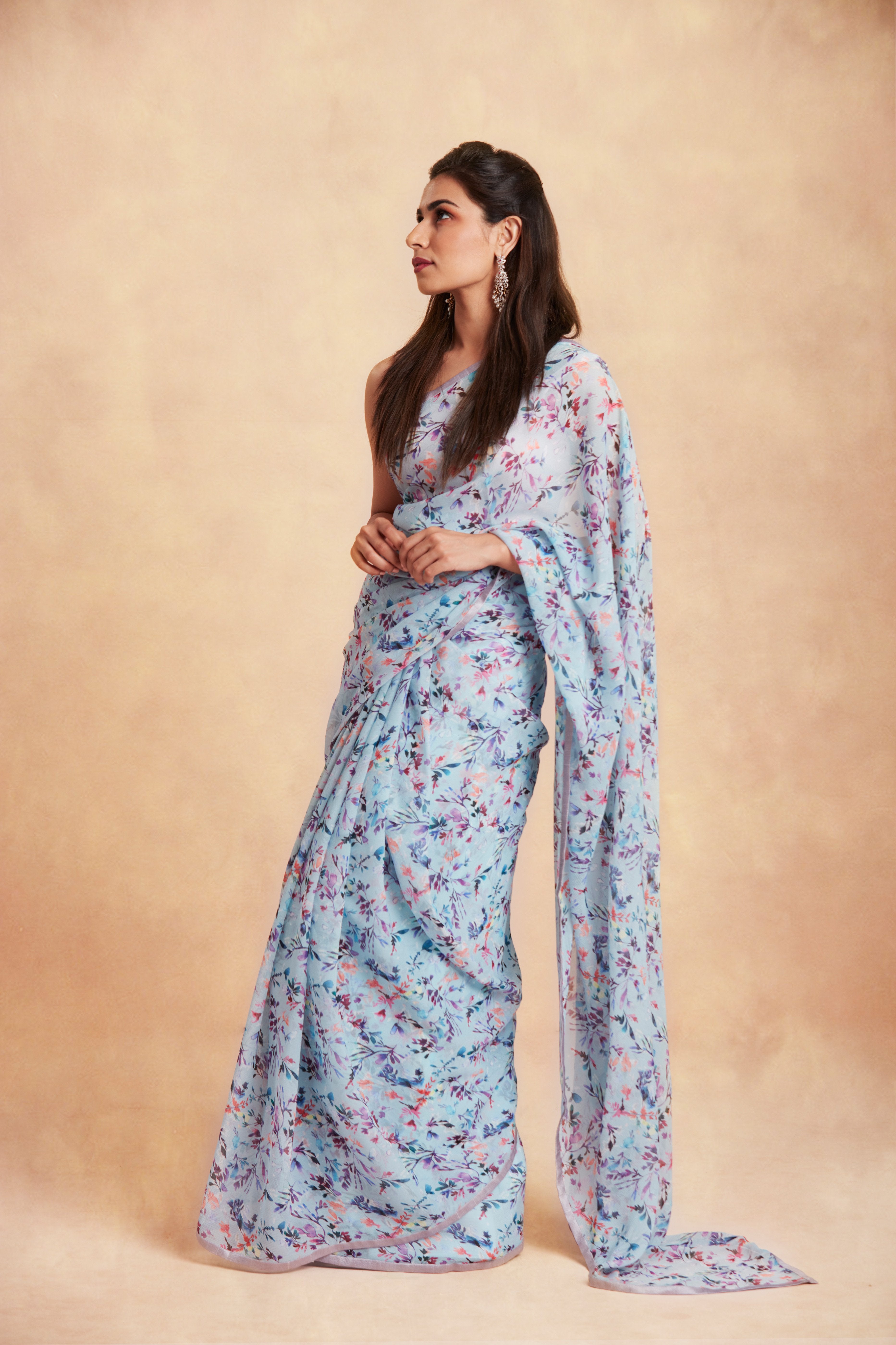 Sanjhana Reddy - Blue floral print saree