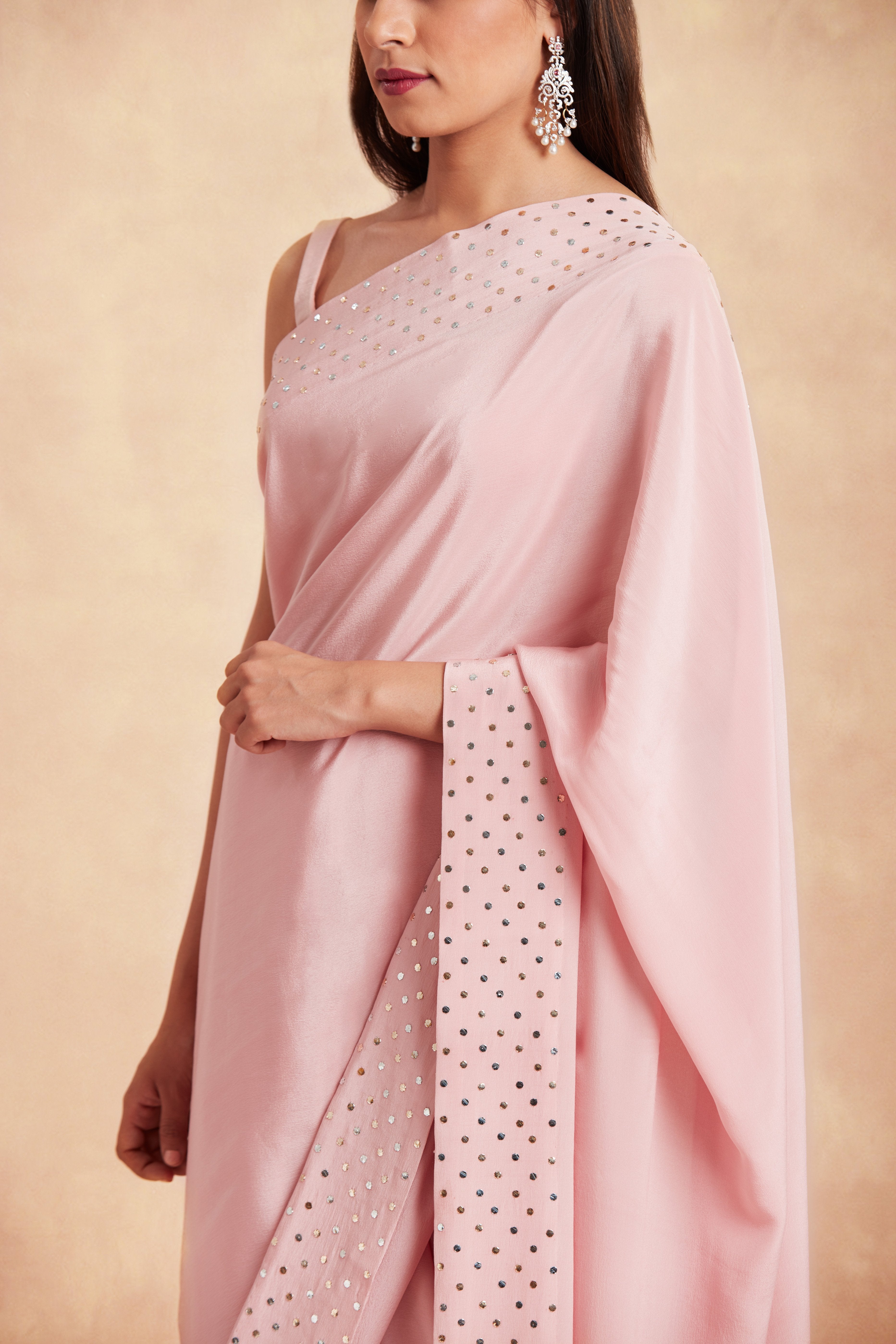 Sanjhana Reddy - Pink badla silk saree