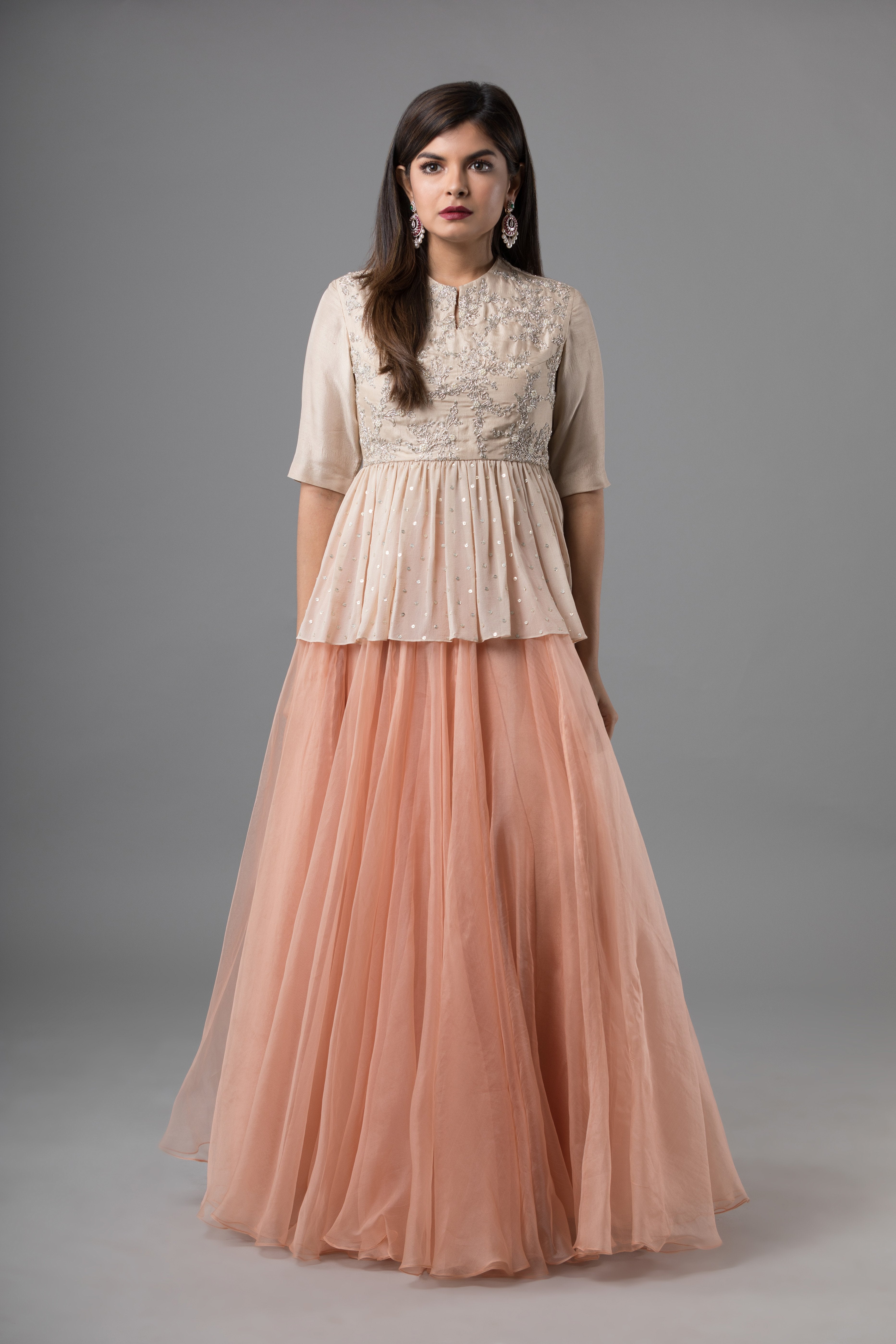 Sanjhana Reddy - Peplum Top With An Organza Skirt