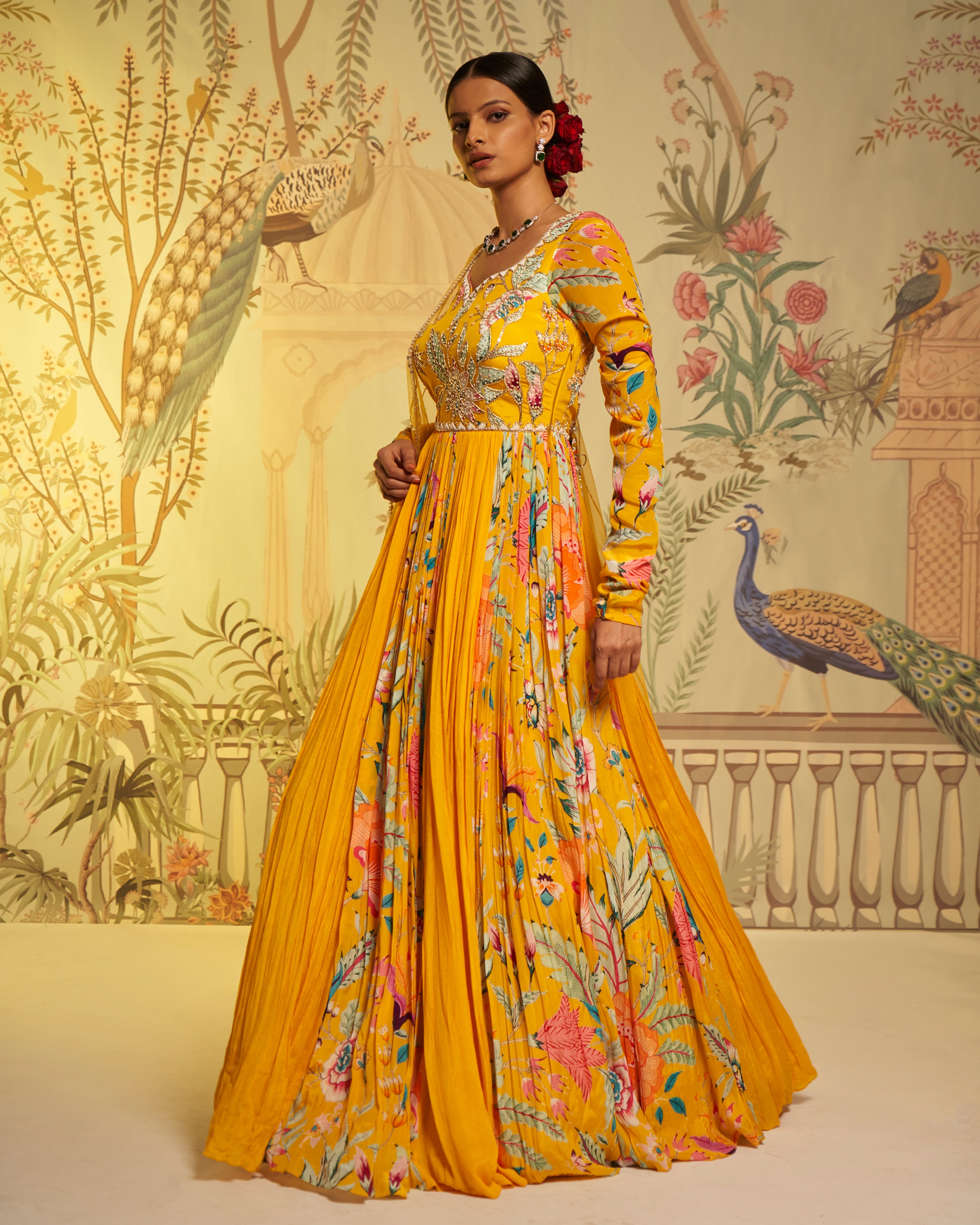 Aayushi Maniar - Amber Floral Anarkali Set