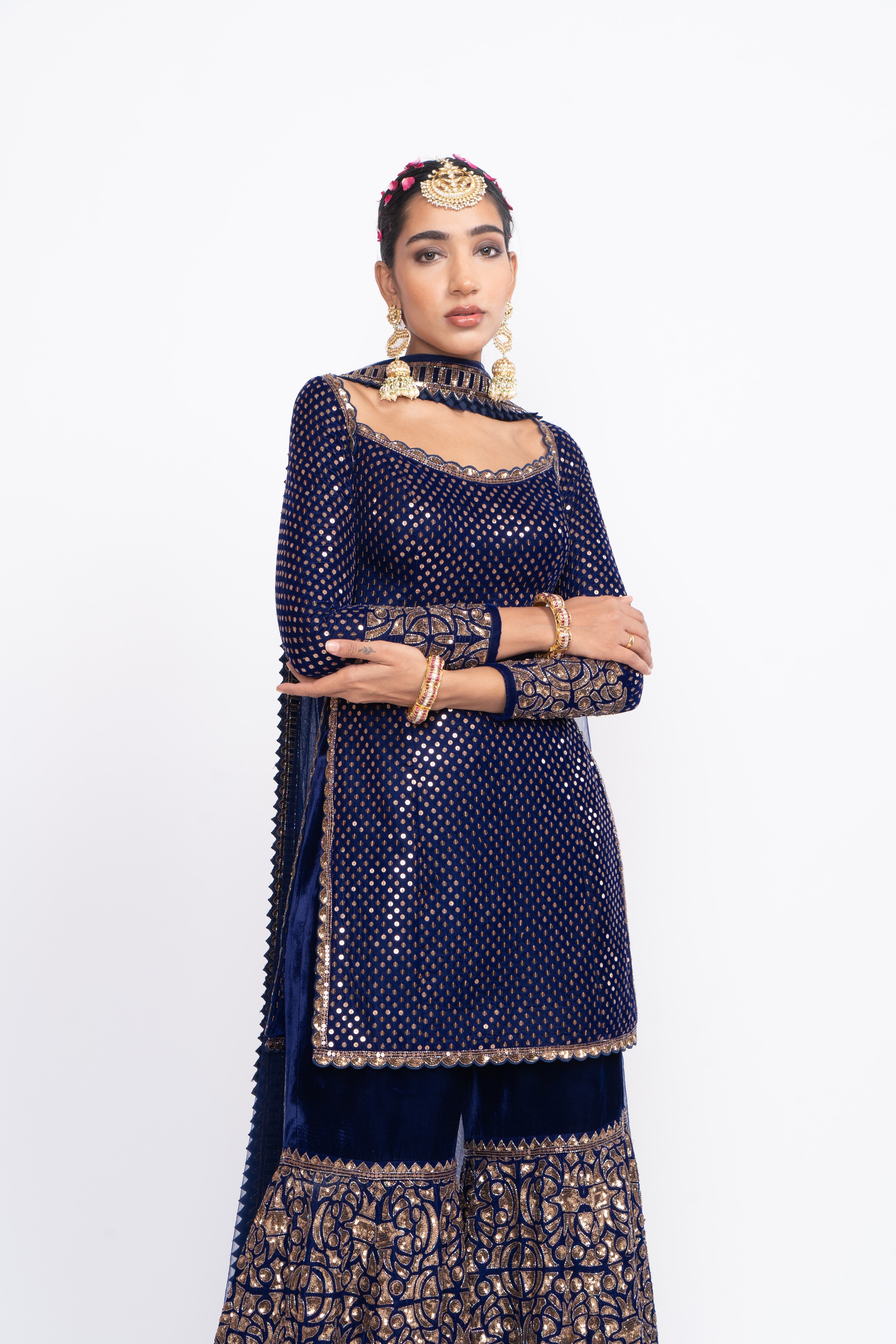 Vvani Vats - Navy Blue Kurta Sharara Set