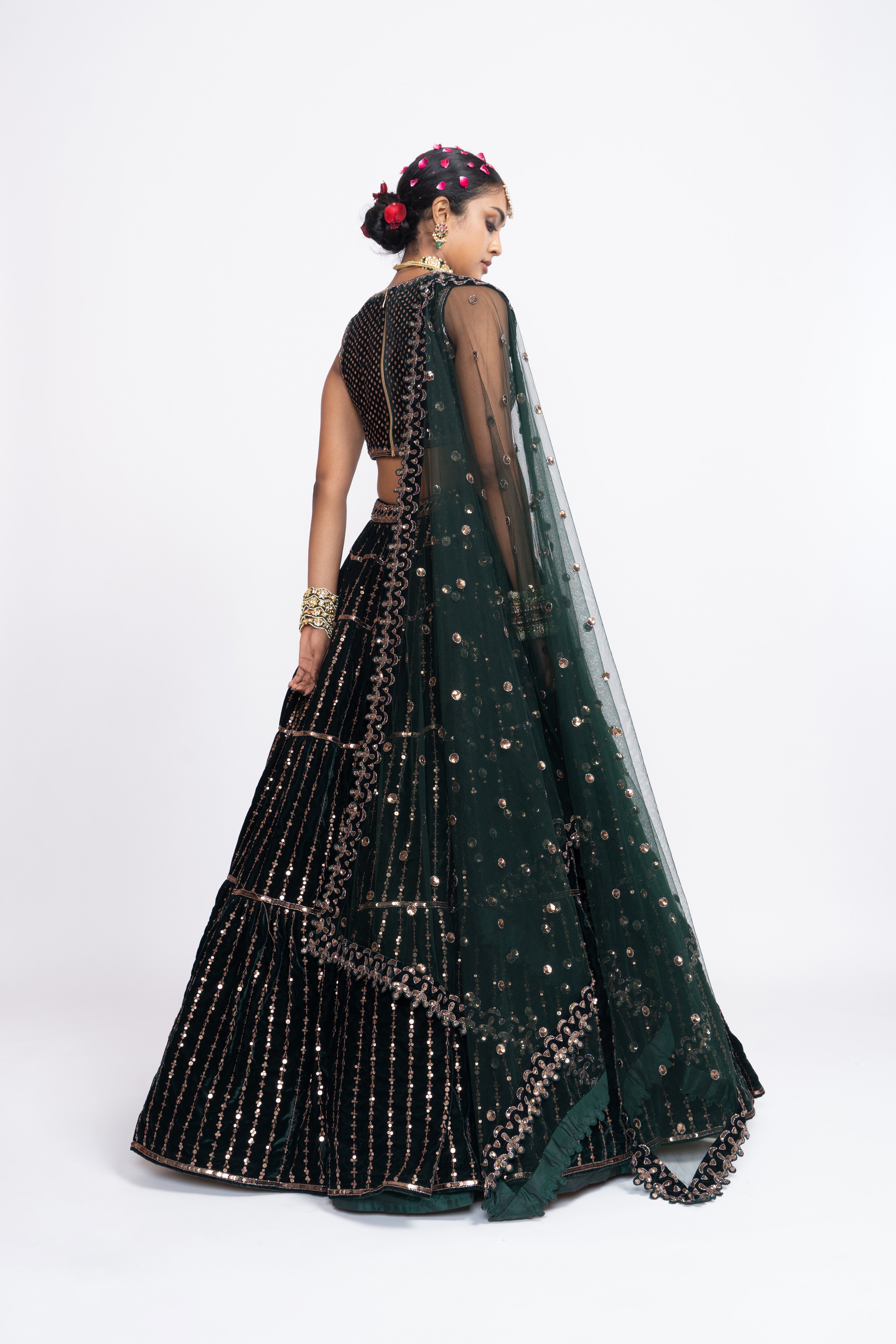 Vvani Vats - Deep Green Full Tier Lehenga Set