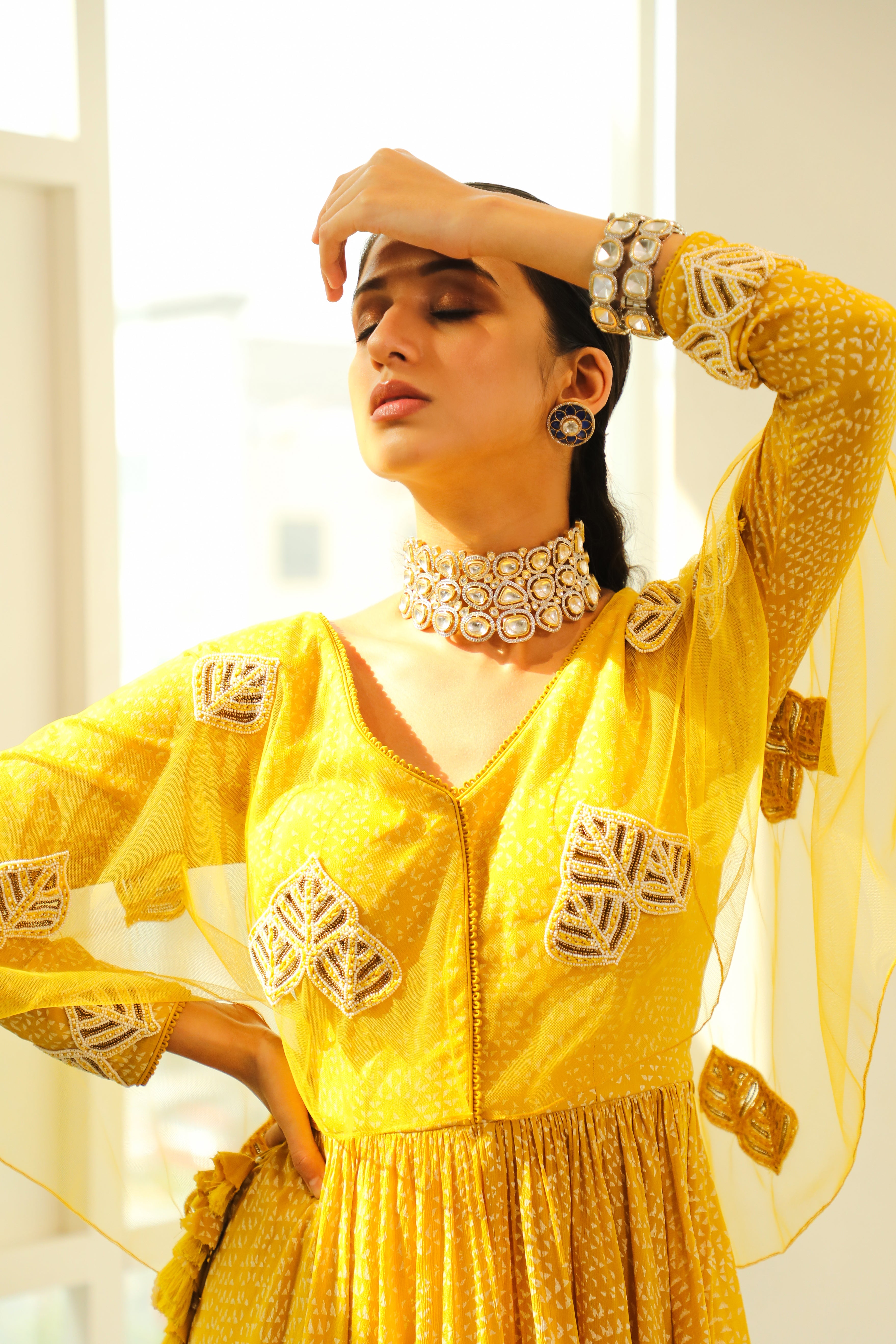 Vidushi Gupta - Aavya - Canary Yellow Chiffon Gharara Set