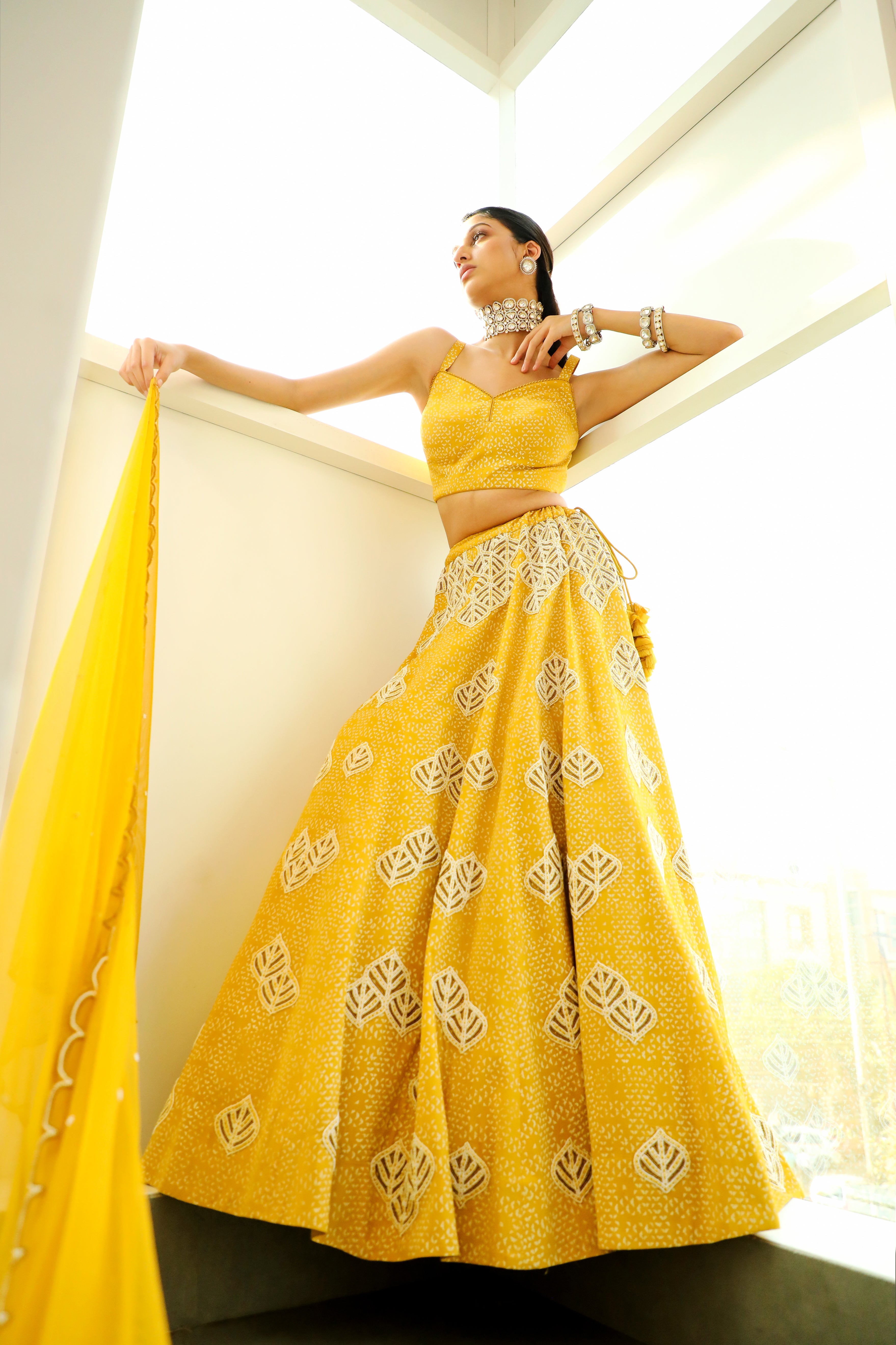Vidushi Gupta - Sanaya - Canary Yellow Hand Embroidered Lehenga Set